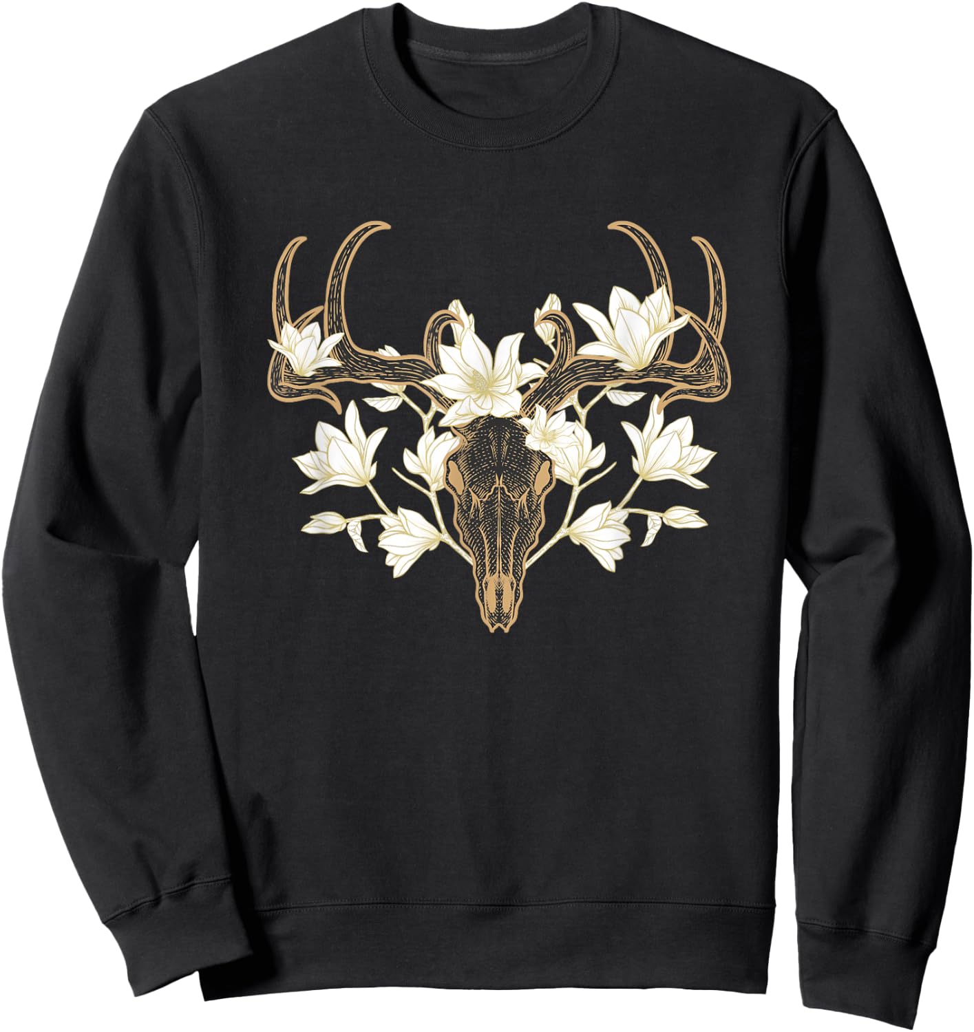 Flowered Deer Skull Howard Marsh Sweatshirt - Sweatshirt | Black