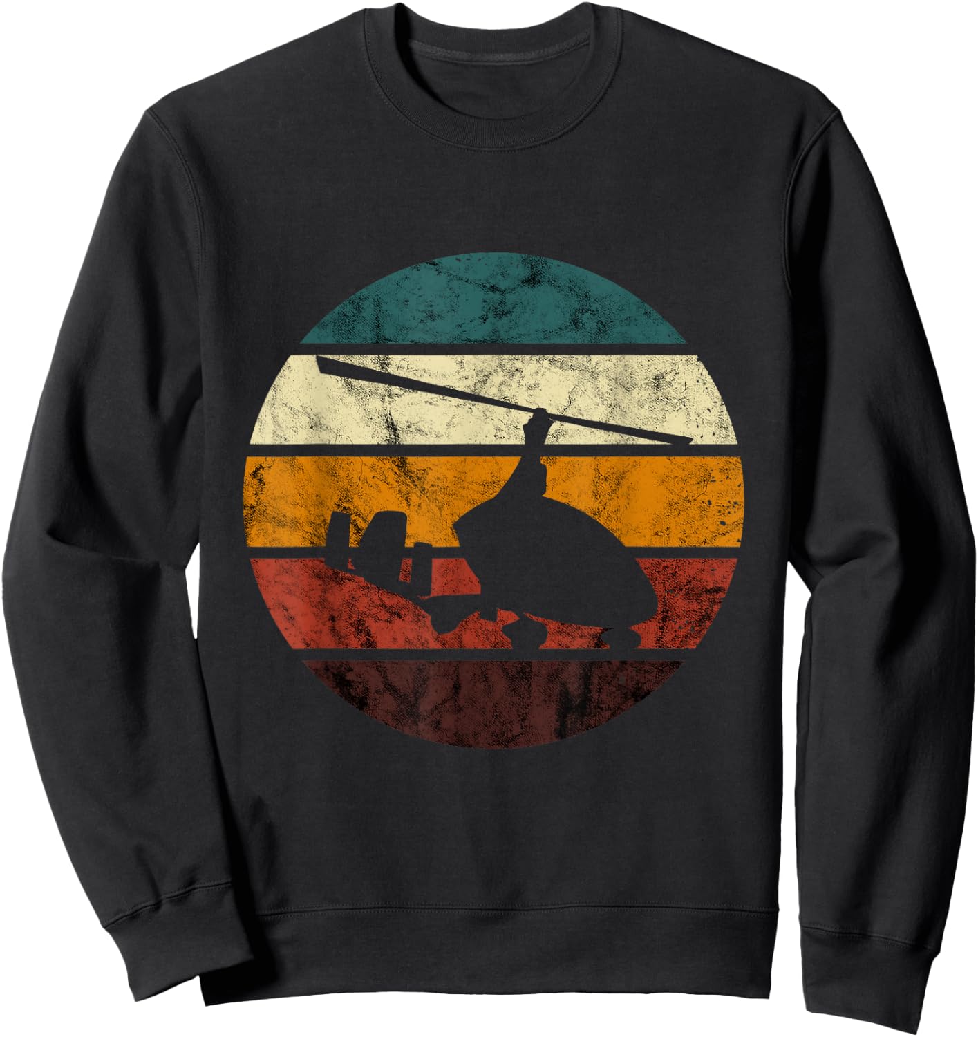 Gyrocopter Retro Vintage Aviation Autogyro Gyrocopter Pilot Sweatshirt - Sweatshirt | Black