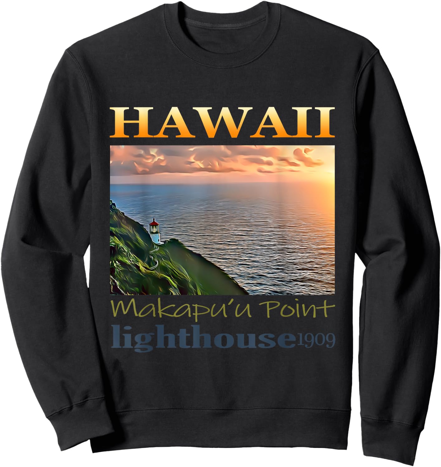 Makapu'u Point Lighthouse Hawaii 1909 Design Sweatshirt - Sweatshirt | Black