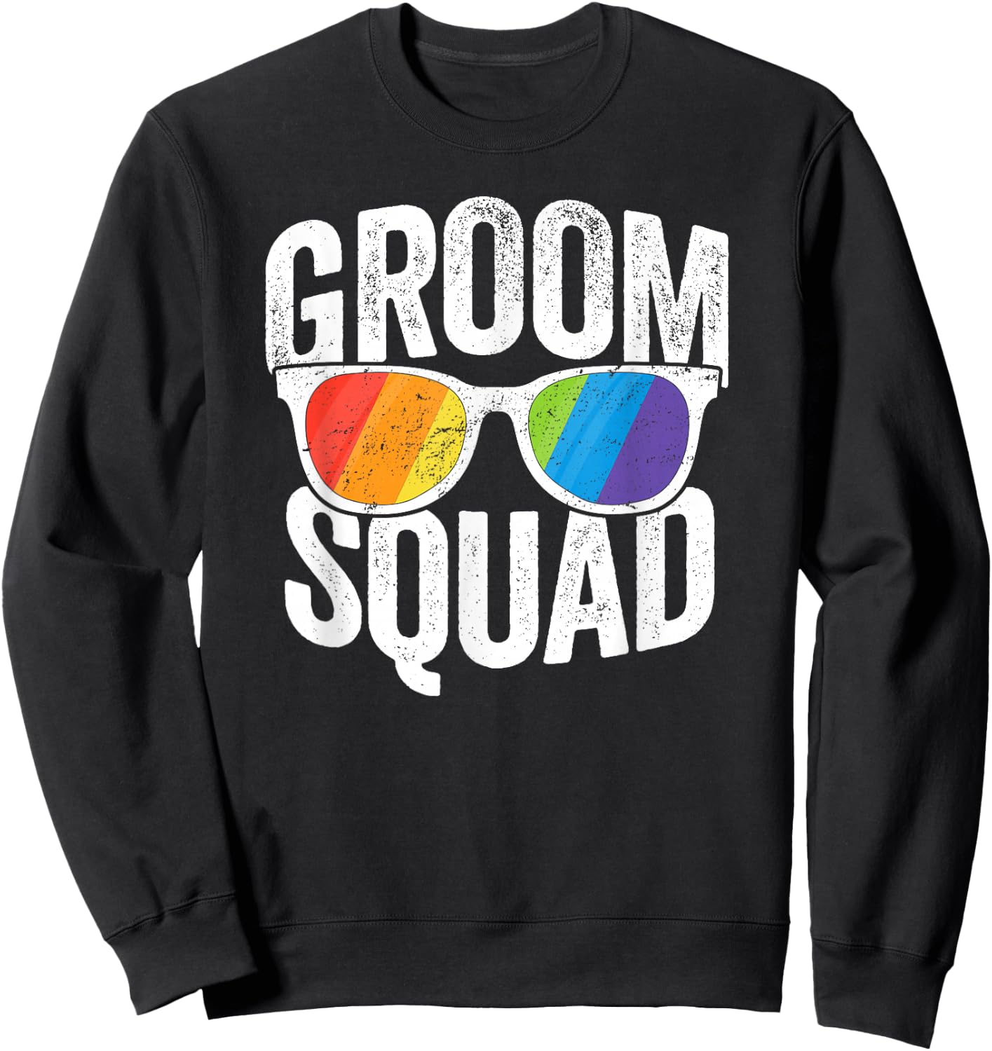 Groom Squad Shirt - LGBT Pride Rainbow Flag Gay Bachelor Sweatshirt - Sweatshirt | Black