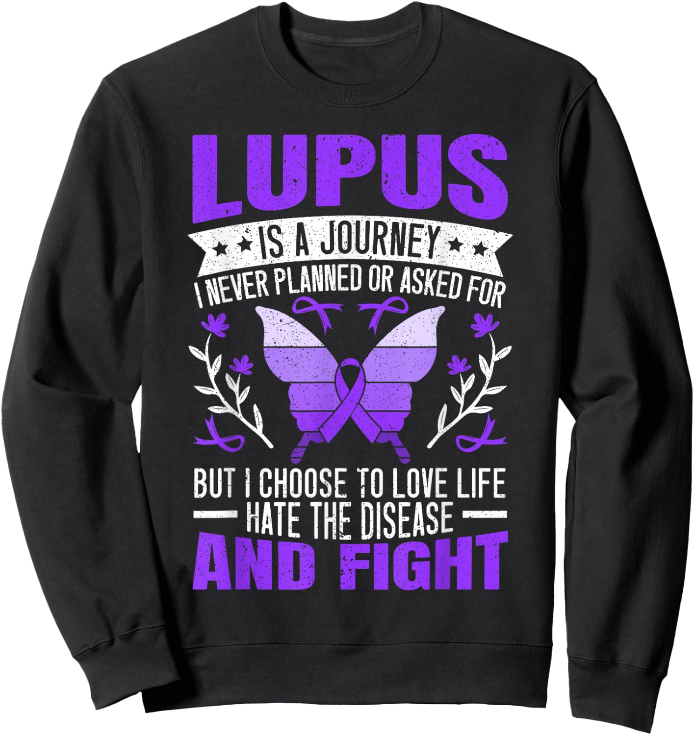 Lupus Awareness Butterfly Wear Purple SLE Autoimmune Disease Small Sweatshirt - Sweatshirt | Black