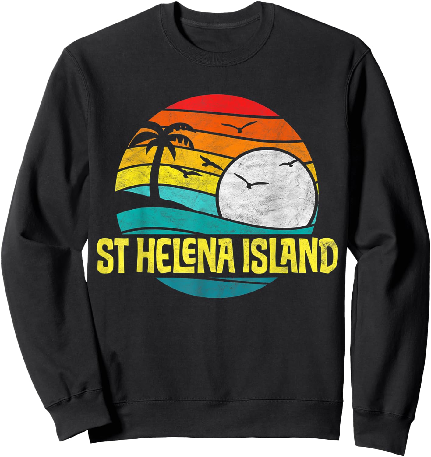 Retro St Helena Island Beach Sun & Surf Eighties Graphic Sweatshirt - Sweatshirt | Black