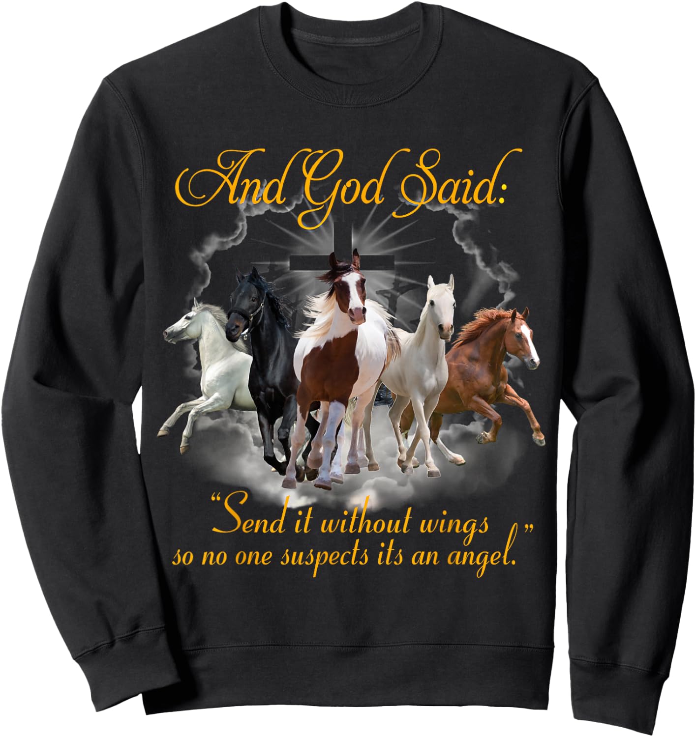 Horse Send It Without Wing Sweatshirt - Sweatshirt | Black