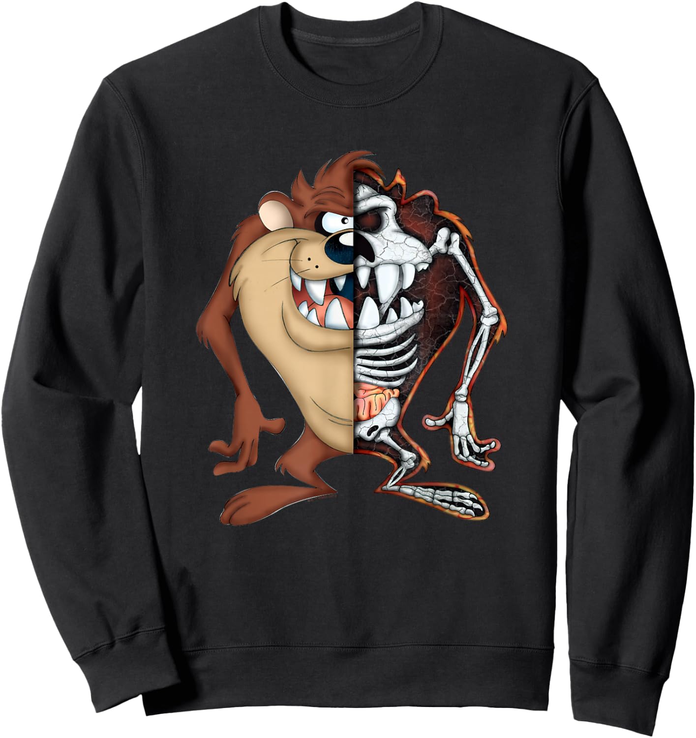 Looney Tunes Taz Half Skeleton Sweatshirt - Sweatshirt | Black