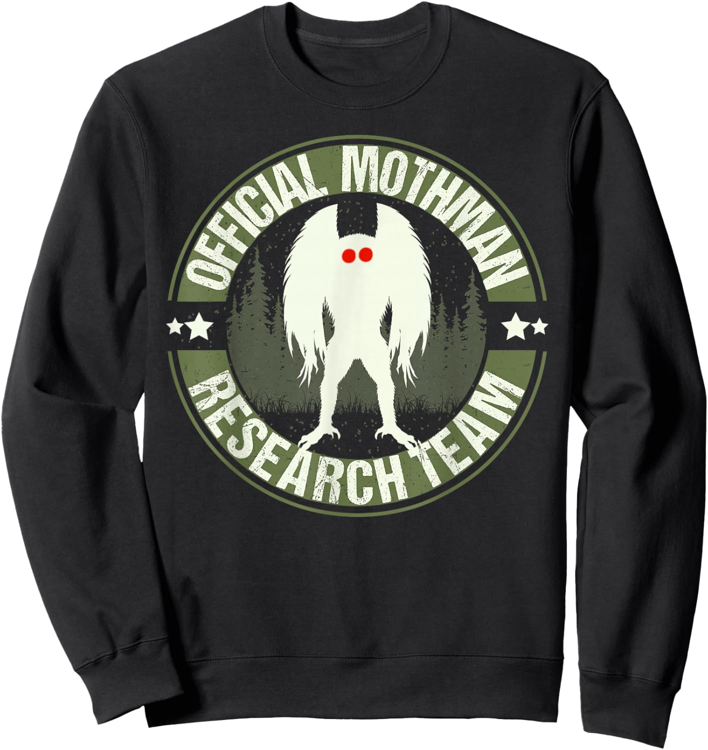 Mothman Research Team! Cool Cryptid Men Women Search Mothman Sweatshirt - Sweatshirt | Black