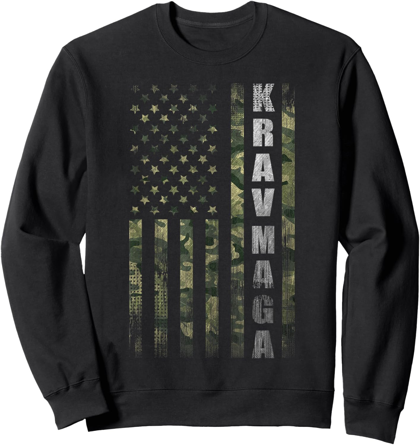 Krav MAGA USA American Flag Camo Fan Vintage Sweatshirt - Sweatshirt | Black