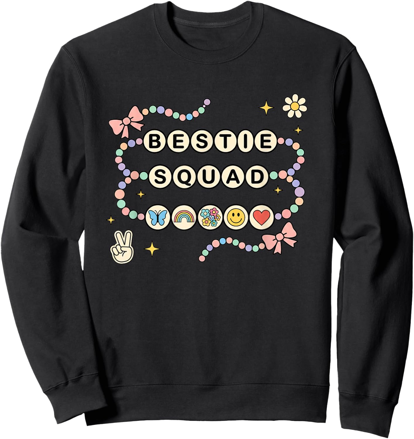 Bestie Squad Kids Friendship Bracelet Graphic Top for Kids Sweatshirt - Sweatshirt | Black
