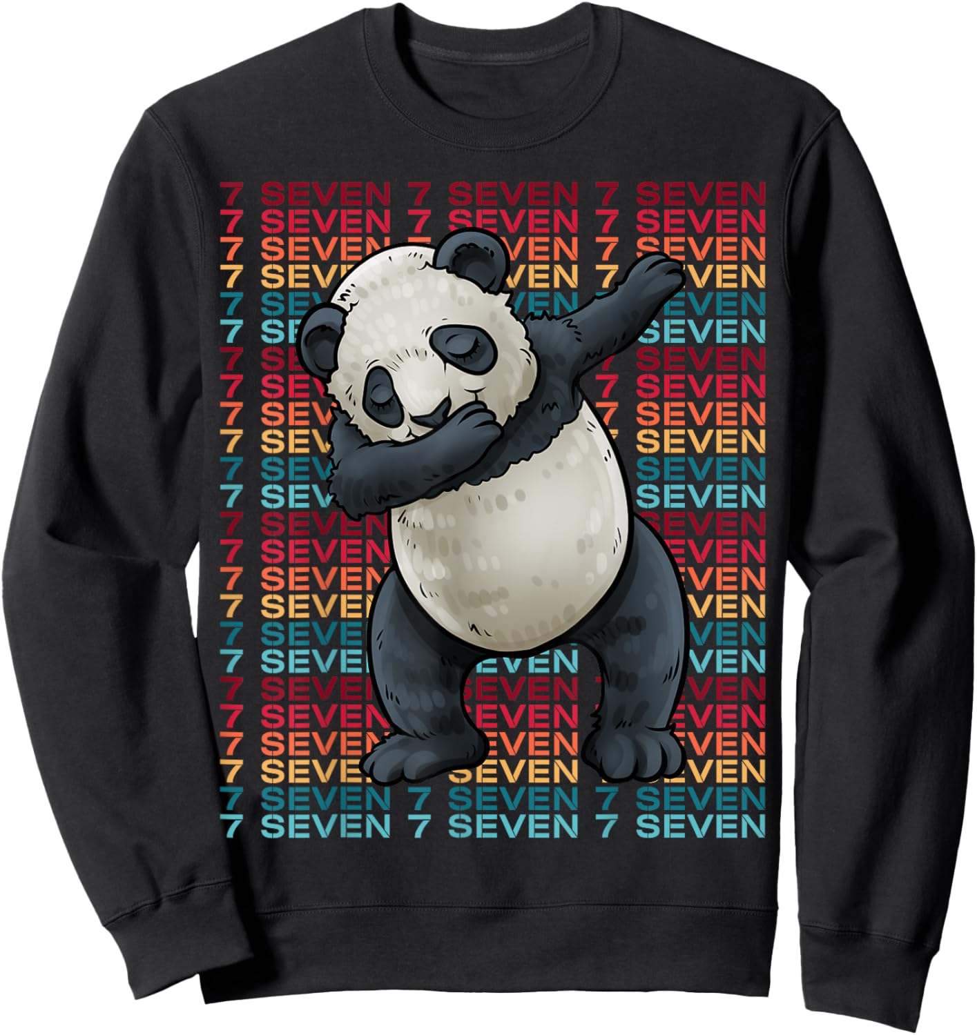 7 Years Old Panda Dabbing 7th Birthday Panda Party Sweatshirt - Sweatshirt | Black
