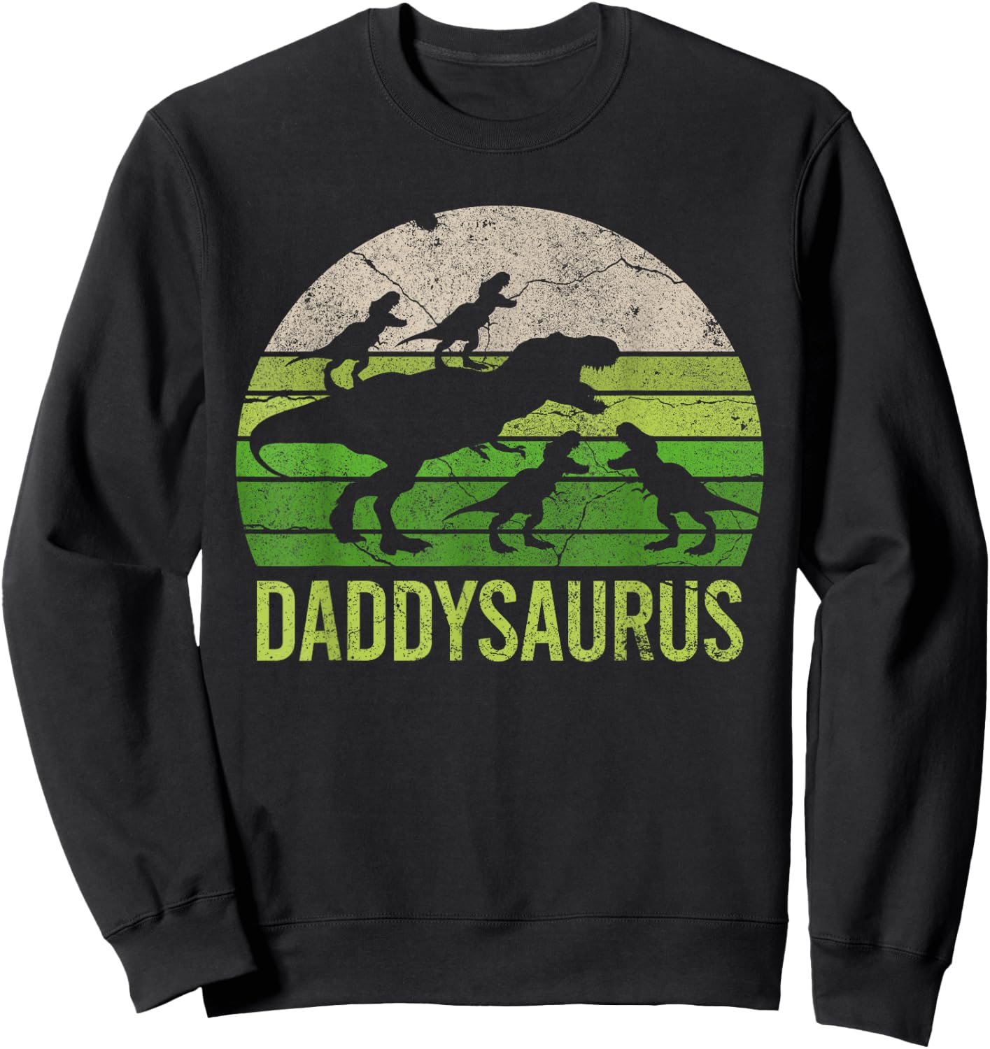 Daddysaurus 4 four kids Vintage Christmas Gift Fathers Day Sweatshirt - Sweatshirt | Black