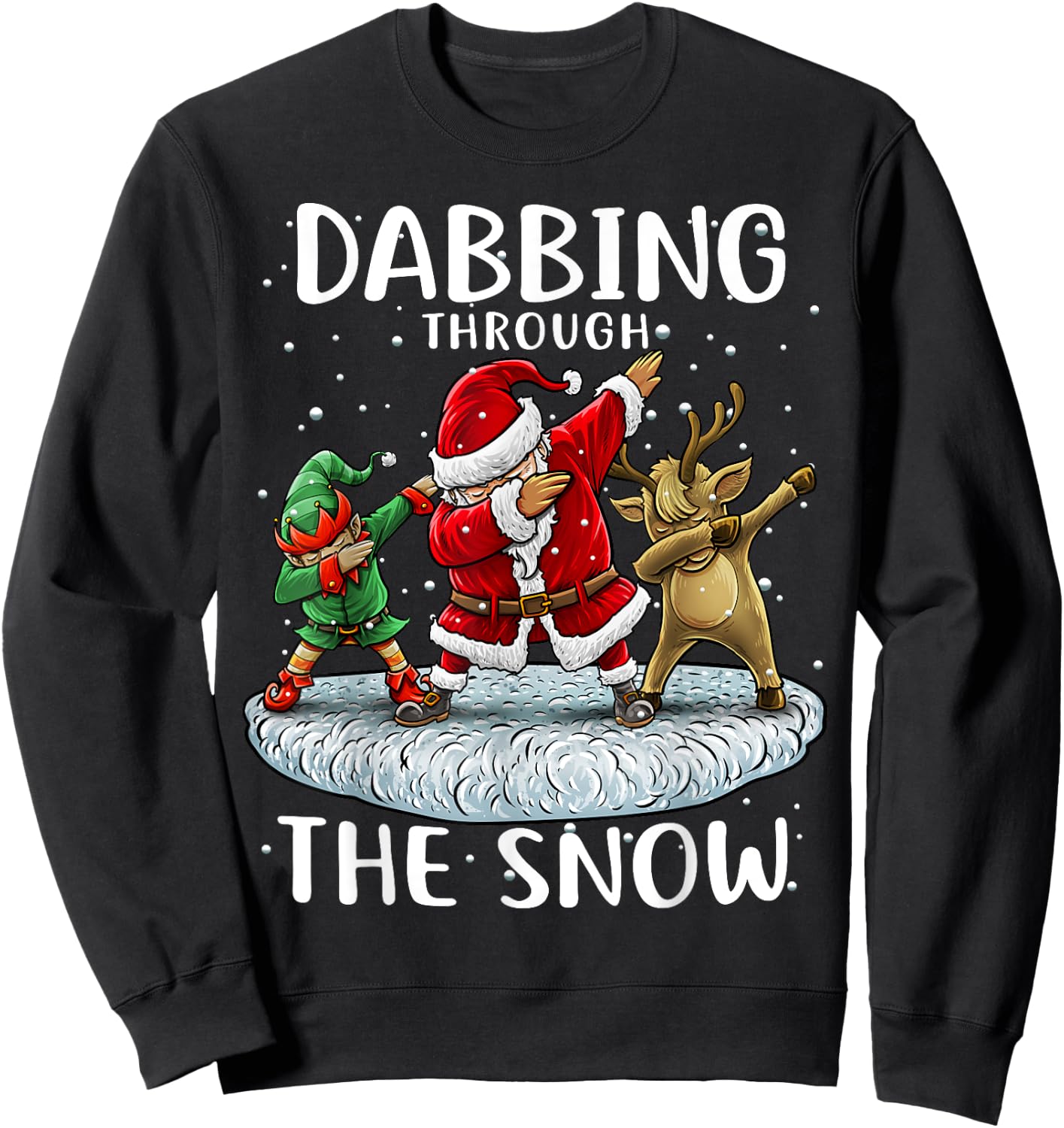 Santa Dabbing Through The Snow Funny Christmas Boys Kids Sweatshirt - Sweatshirt | Black