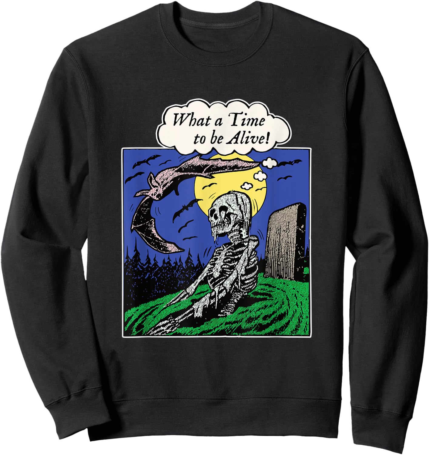 Funny Zombie Rising from Dead Vintage Horror Halloween Sweatshirt - Sweatshirt | Black