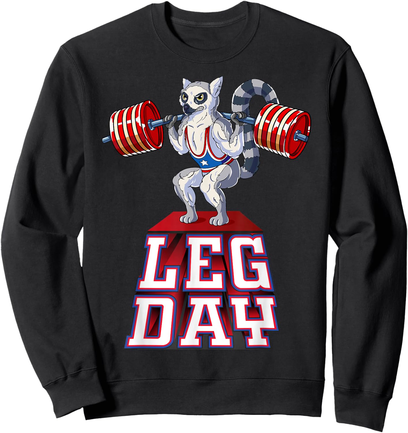 Leg Day lemur Weight Lifting Squat Gym Training Sweatshirt - Sweatshirt | Black