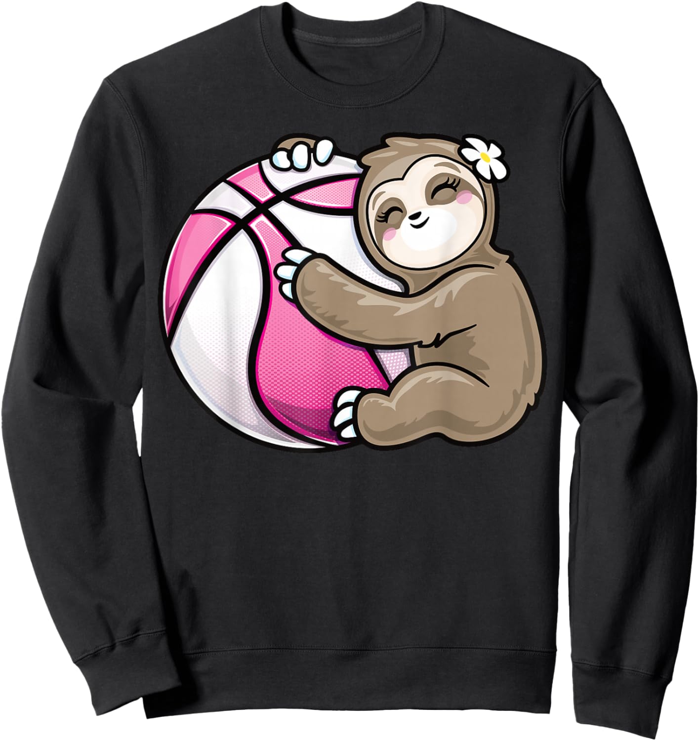 Cute Girls Basketball Sloth Sport Player Fan Sweatshirt - Sweatshirt | Black