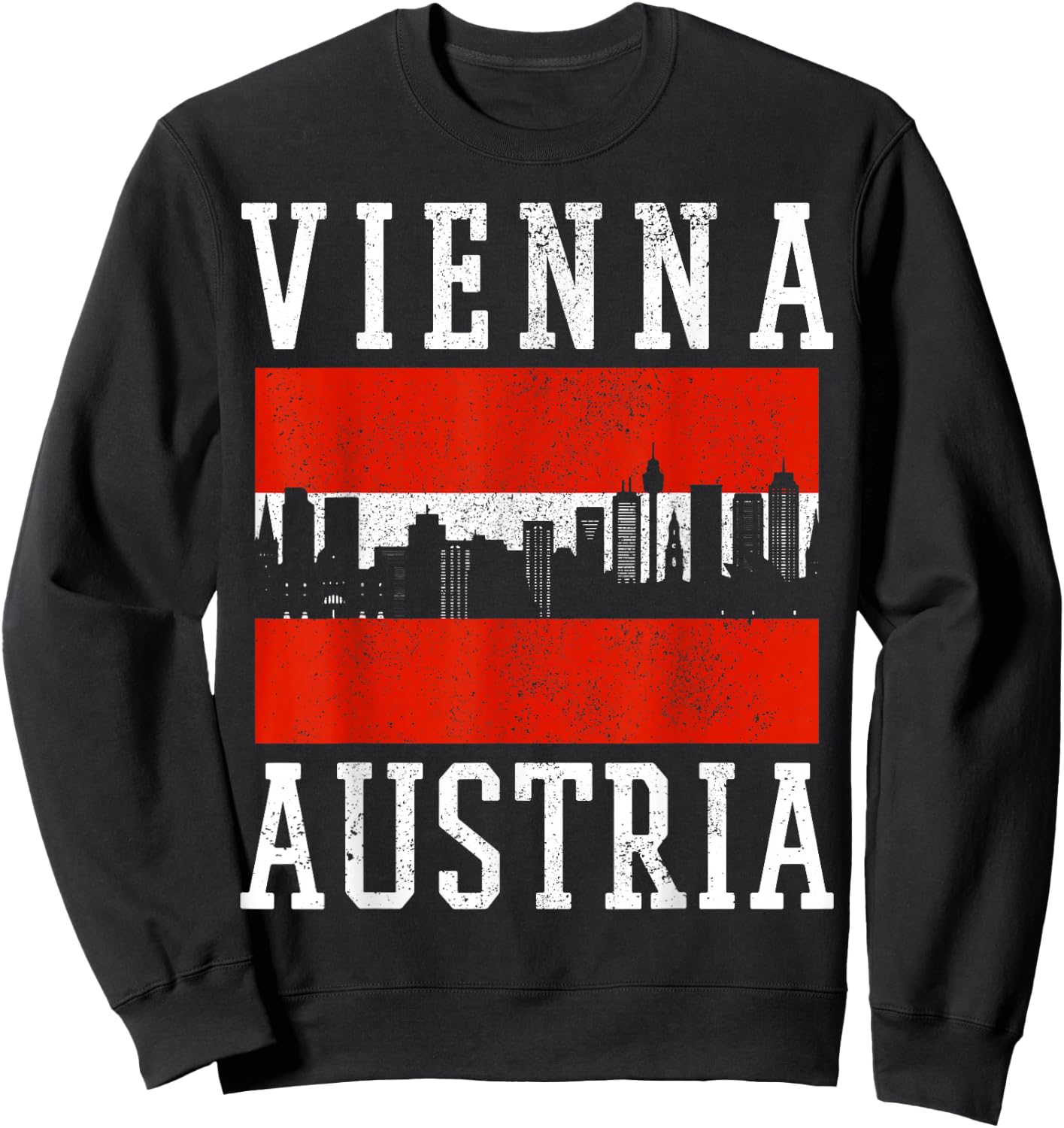 Vienna Skyline Austria Flag Vienna Austria Souvenir Sweatshirt - Sweatshirt | Black