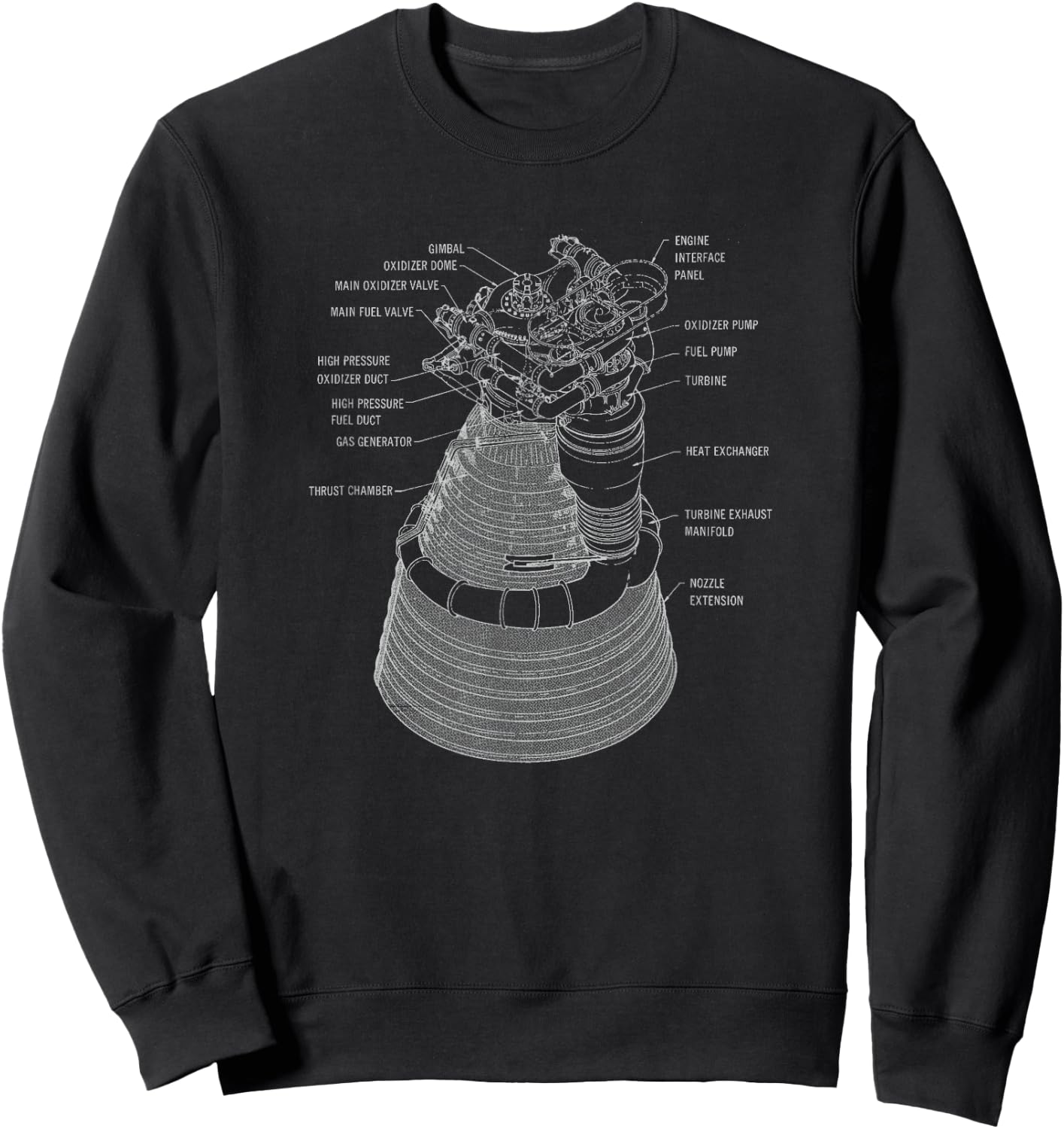 F-1 Rocket Design Drawing North American Aviatio Sweatshirt - Sweatshirt | Black