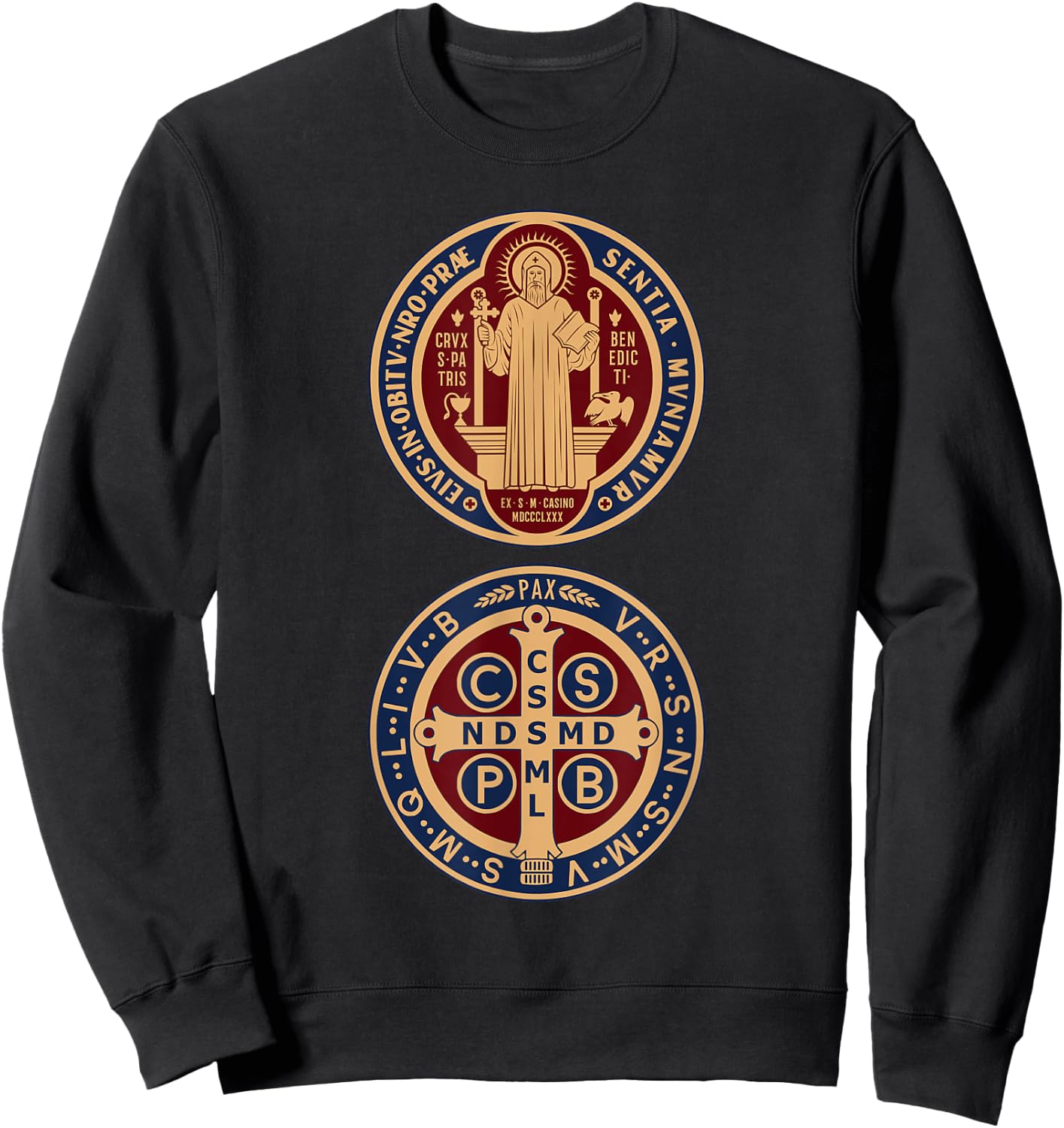 Saint Benedict Sacramental Medal Catholic Sweatshirt - Sweatshirt | Black