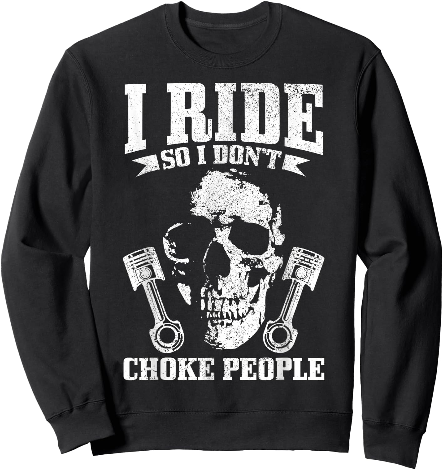 Biker Vintage Skull Motorcycle Funny Biker Sweatshirt - Sweatshirt | Black