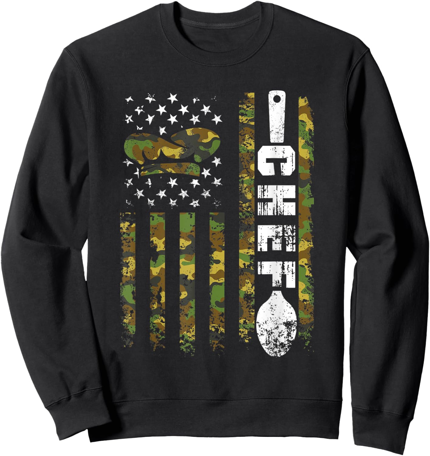 American Flag Camouflage Chef Patriotic 4th Of July Sweatshirt - Sweatshirt | Black