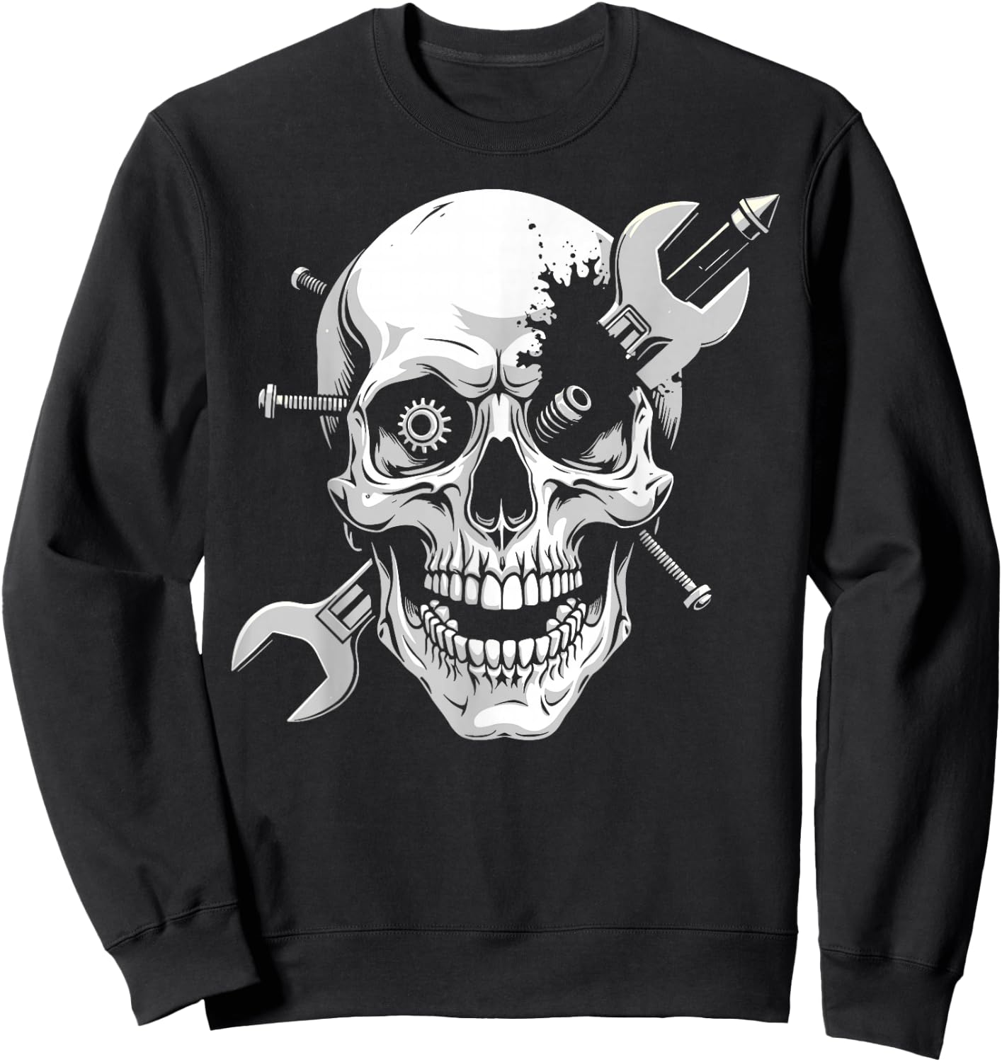 Skull mechanic wrench screw mechanic gifts Sweatshirt - Sweatshirt | Black