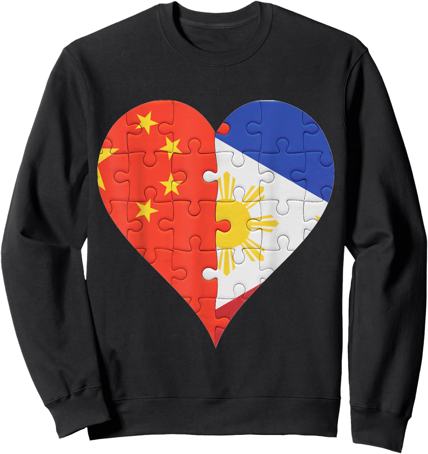 Chinese Filipino Flag Heart Sweatshirt - Sweatshirt | Black