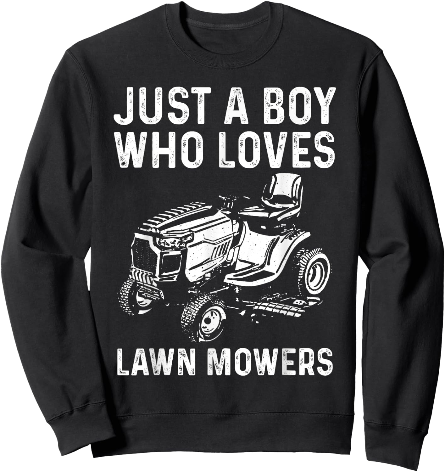 Funny Lawn Mower For Boys Kids Gardening Landscaping Tractor Sweatshirt - Sweatshirt | Black