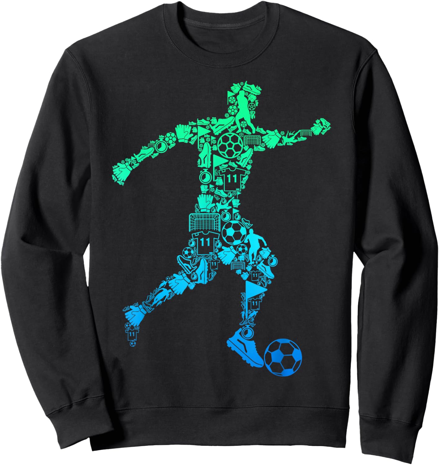 Soccer Player Youth Men Kids Boys Sweatshirt - Sweatshirt | Black