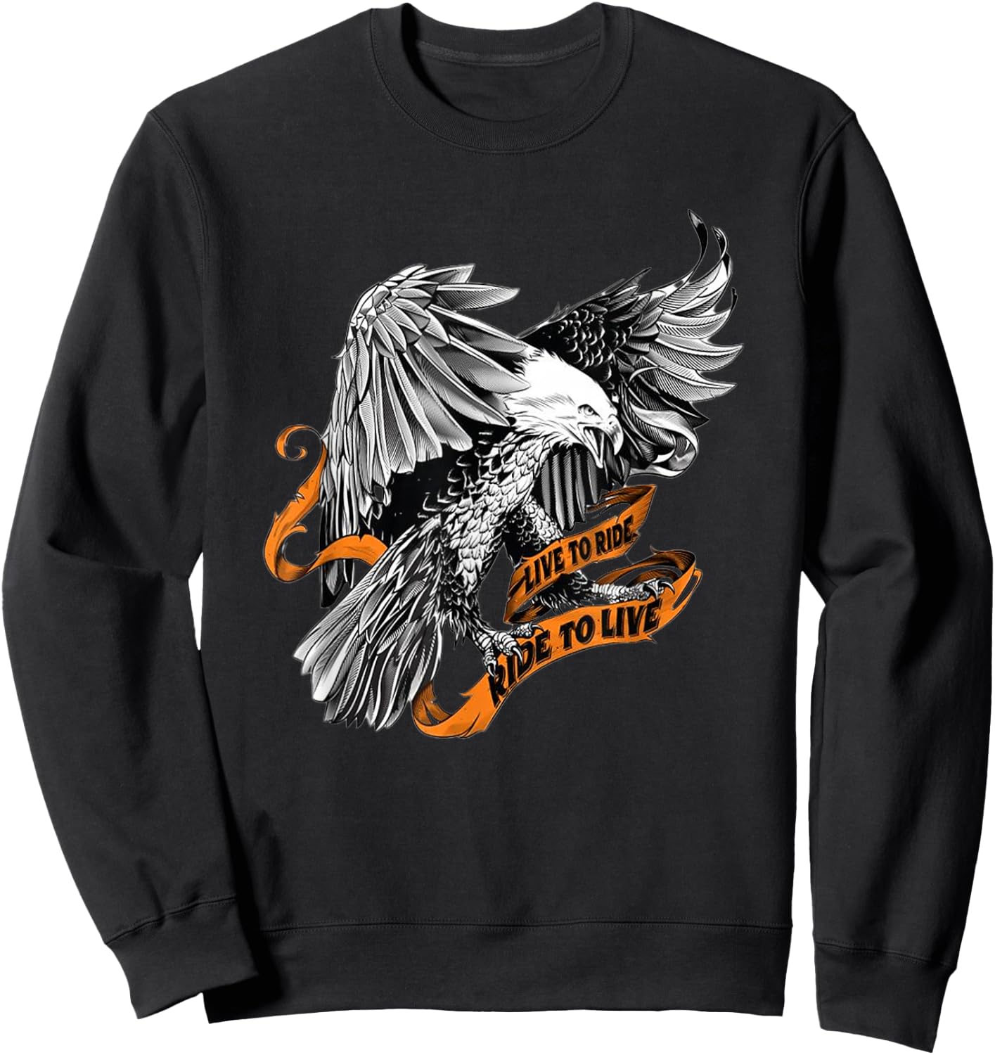 US Eagle, biker, live to ride ride to live Sweatshirt - Sweatshirt | Black