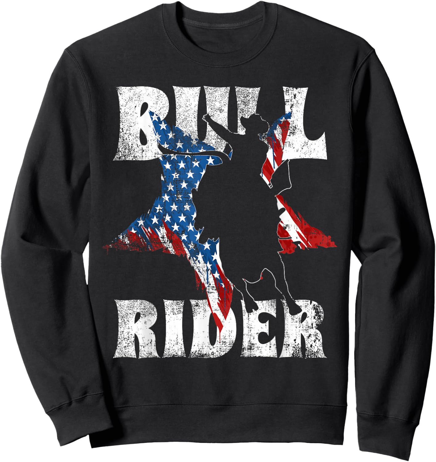 Western Bull Rider US Flag for American Bull Riding Chaps Sweatshirt - Sweatshirt | Black