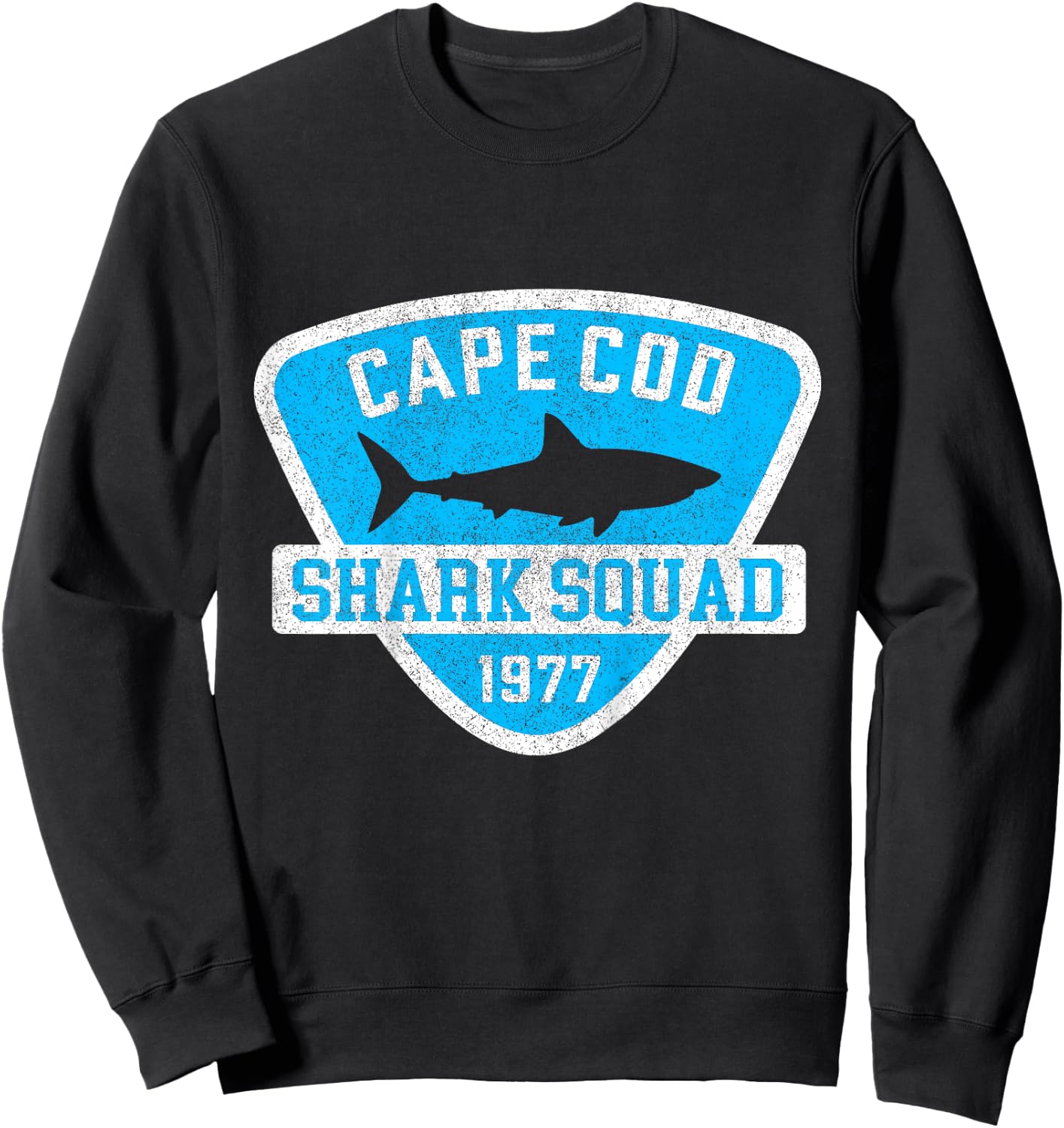 Vintage Cape Cod Massachusetts Shark Squad Vacation Souvenir Sweatshirt - Sweatshirt | Black
