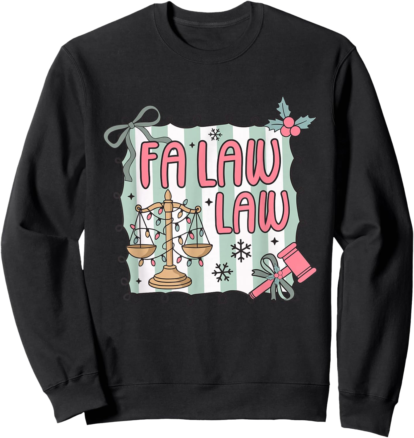 FA Law Law Lawyer Coquette Christmas Santa Judge Xmas Pajama Sweatshirt - Sweatshirt | Black