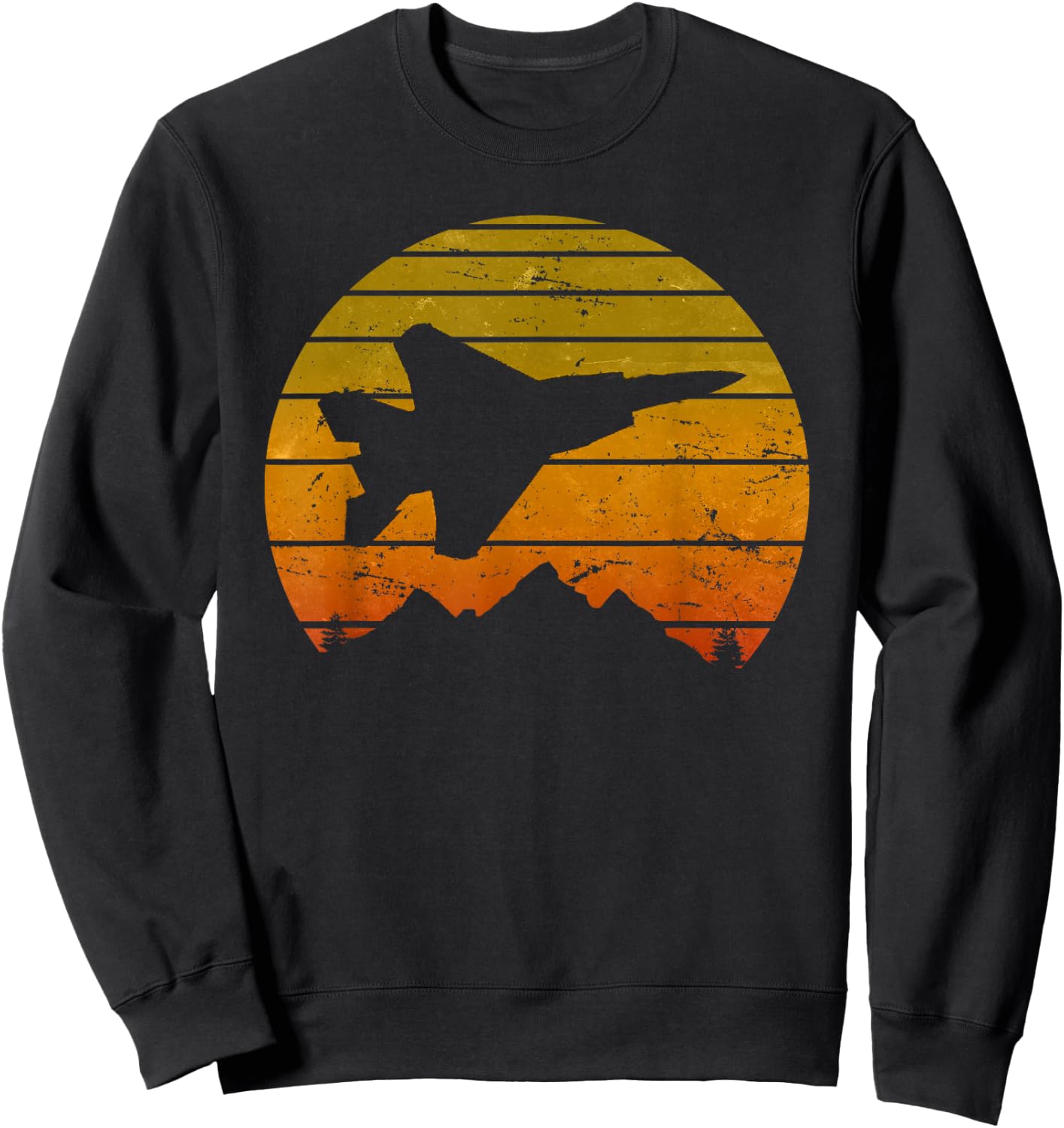 F-15 Eagle Jet Fighter Sunrise Vintage Retro Pilot Design Sweatshirt - Sweatshirt | Black