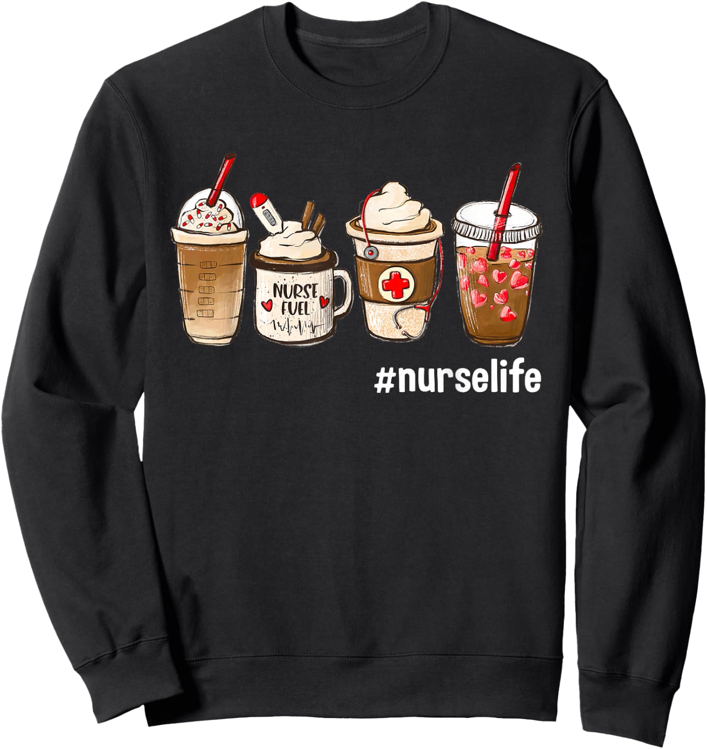 Nurse Life Funny Coffee Nurses Fuel Registered Nurse Medical Sweatshirt - Sweatshirt | Black