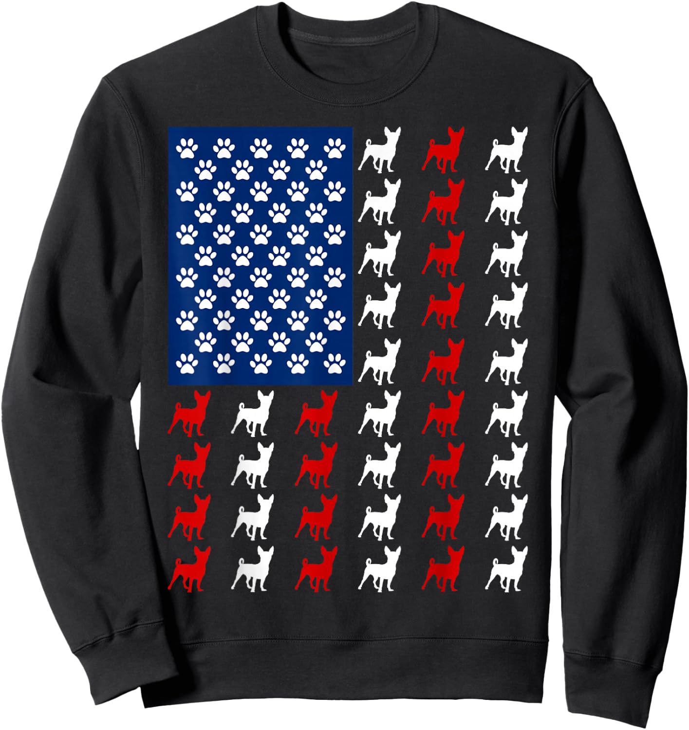 USA American Flag Chihuahua Lovers Fourth of July Patriotic Sweatshirt - Sweatshirt | Black
