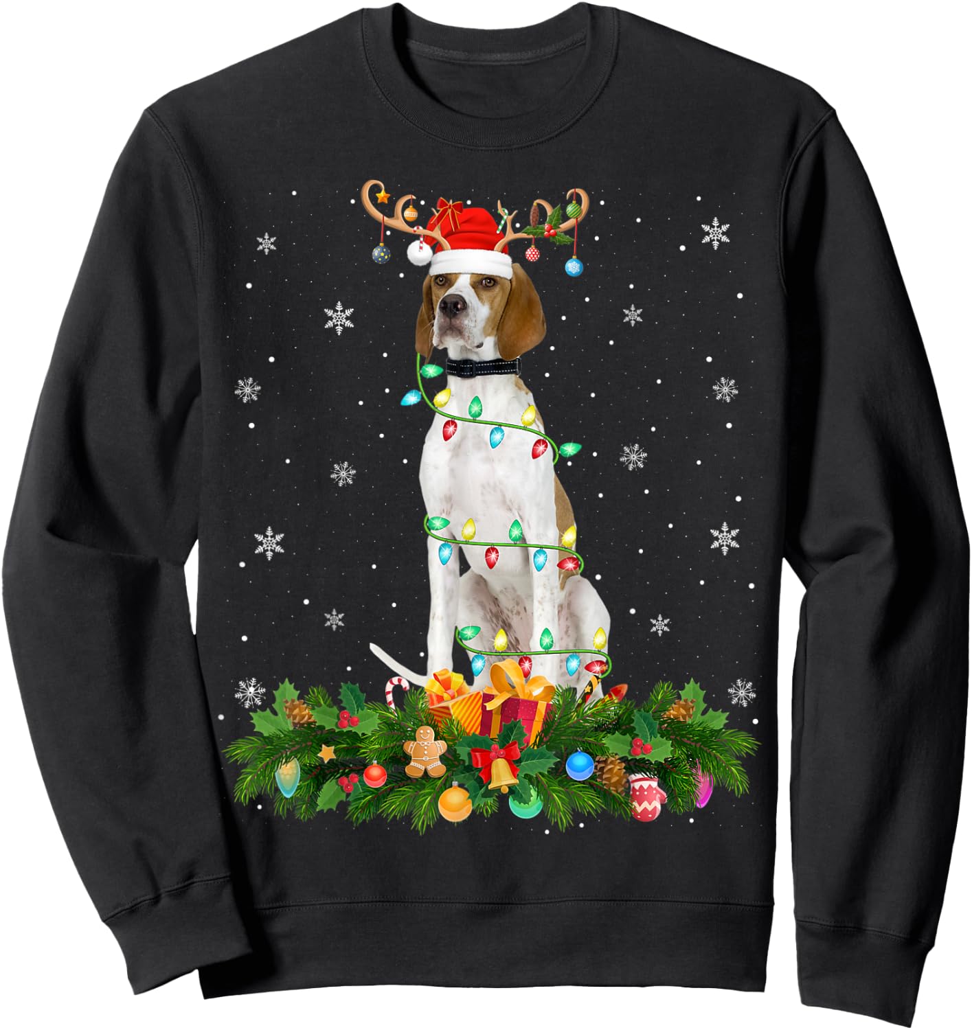 English Pointer Lover Reindeer Hat English Pointer Christmas Sweatshirt - Sweatshirt | Black