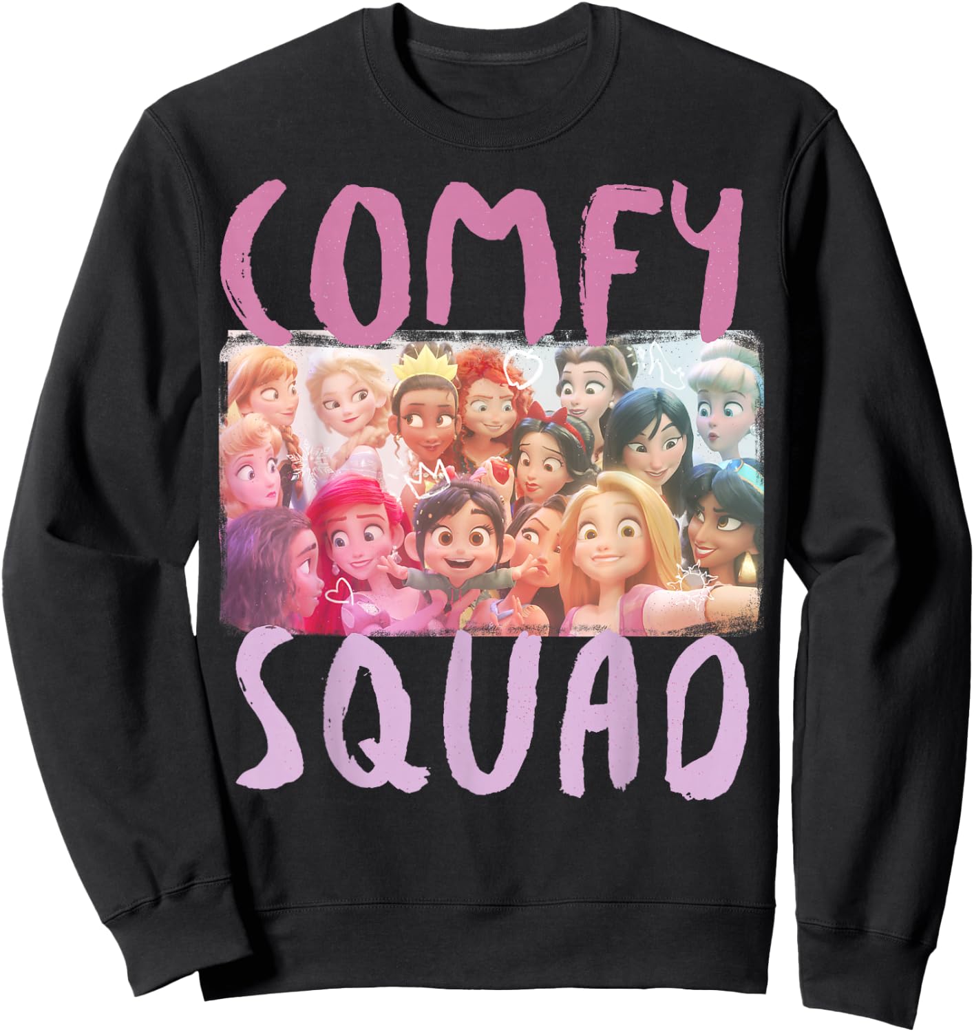 Disney Wreck It Ralph 2 Comfy Squad Photo Group Shot Sweatshirt - Sweatshirt | Black