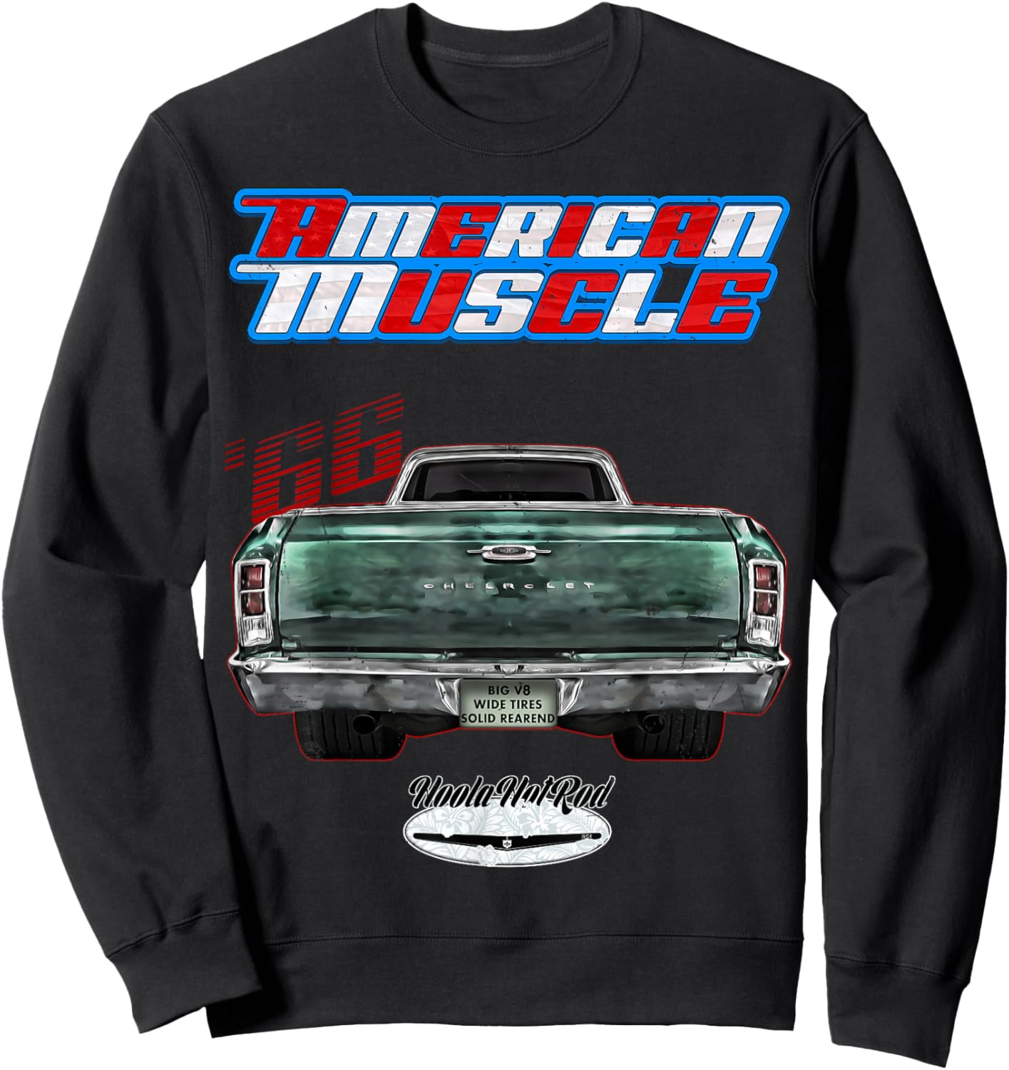 CLICK FOR MORE HOTRODS CUSTOM MUSCLE CARS TRUCKS 1966 El Camino, Pickup, Truck, Rockabilly, Rusty Car, Distressed Sweatshirt - Sweatshirt | Black