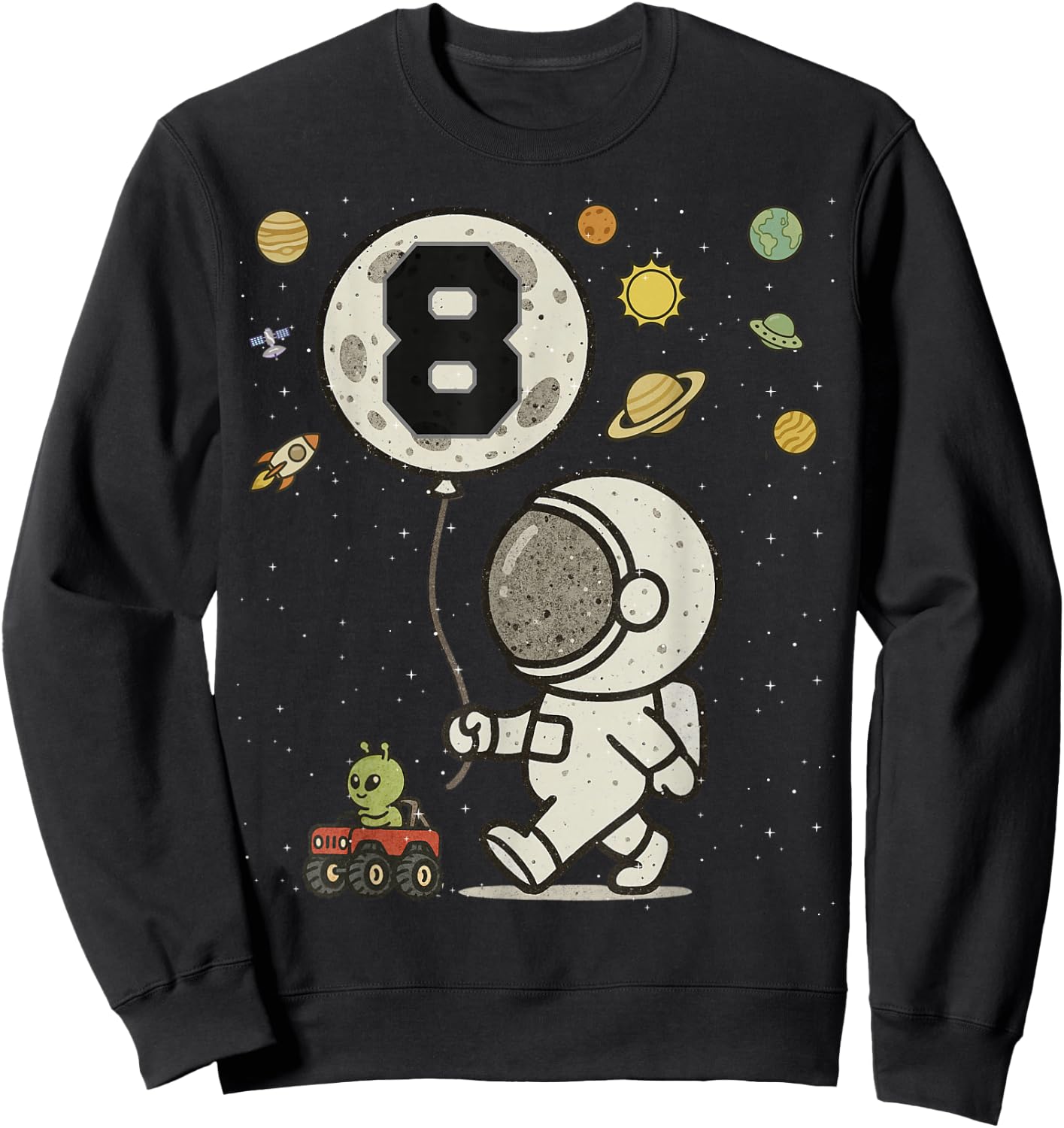 Astronaut 8 Year Old Space Birthday Sweatshirt - Sweatshirt | Black