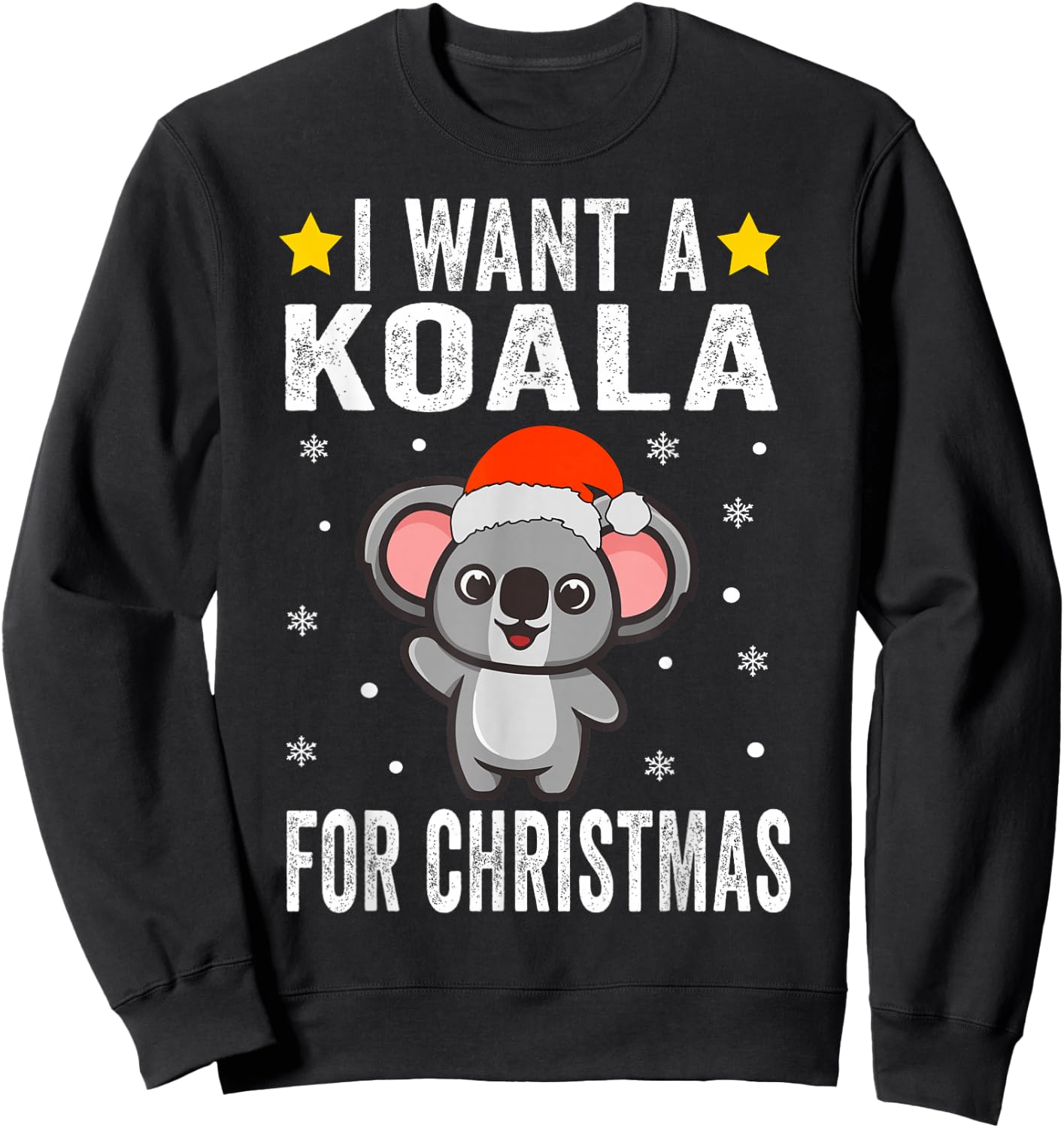 I Want A Koala For Christmas Koala Shirt Boys Girls Pajamas Sweatshirt - Sweatshirt | Black