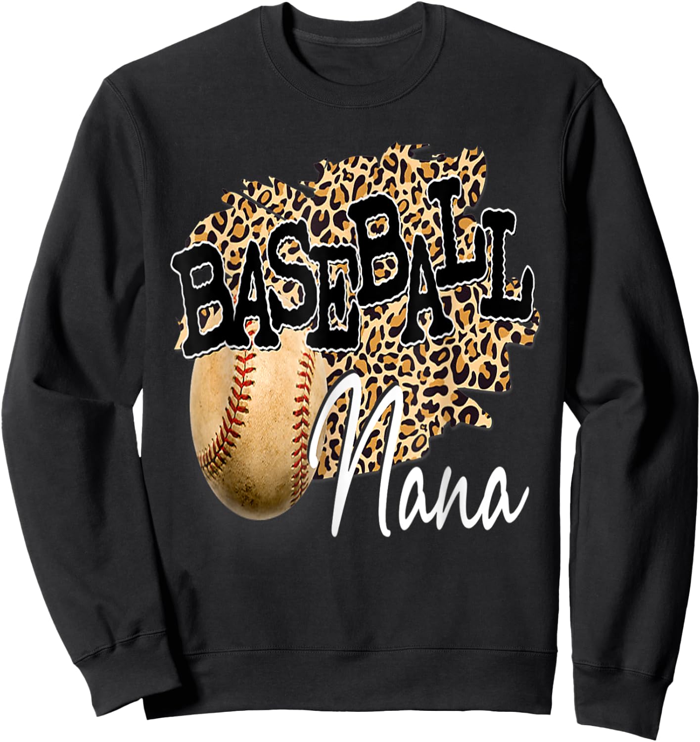 Baseball Nana Leopard Mother's Day women boys girls Sweatshirt - Sweatshirt | Black