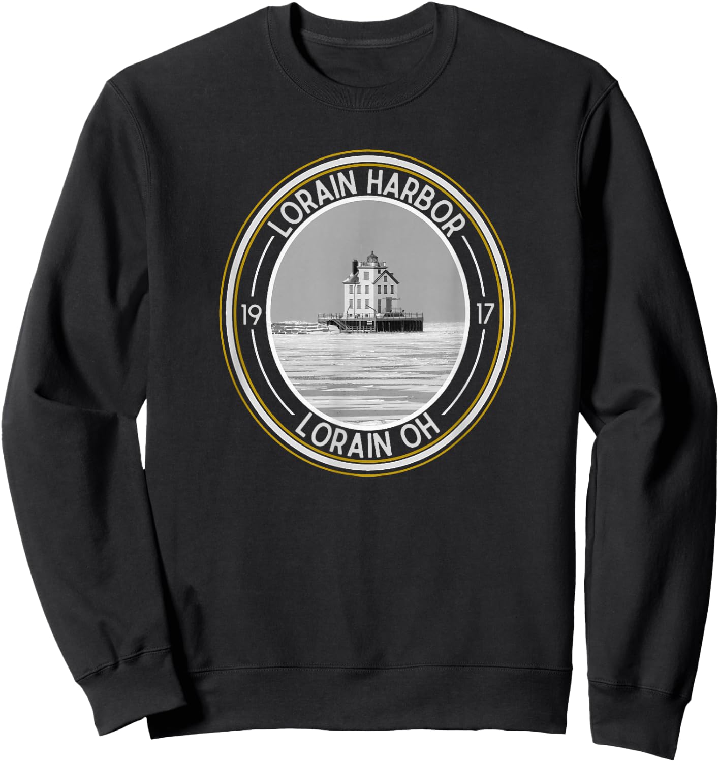 Lorain Harbor Lighthouse Ohio Sweatshirt - Sweatshirt | Black