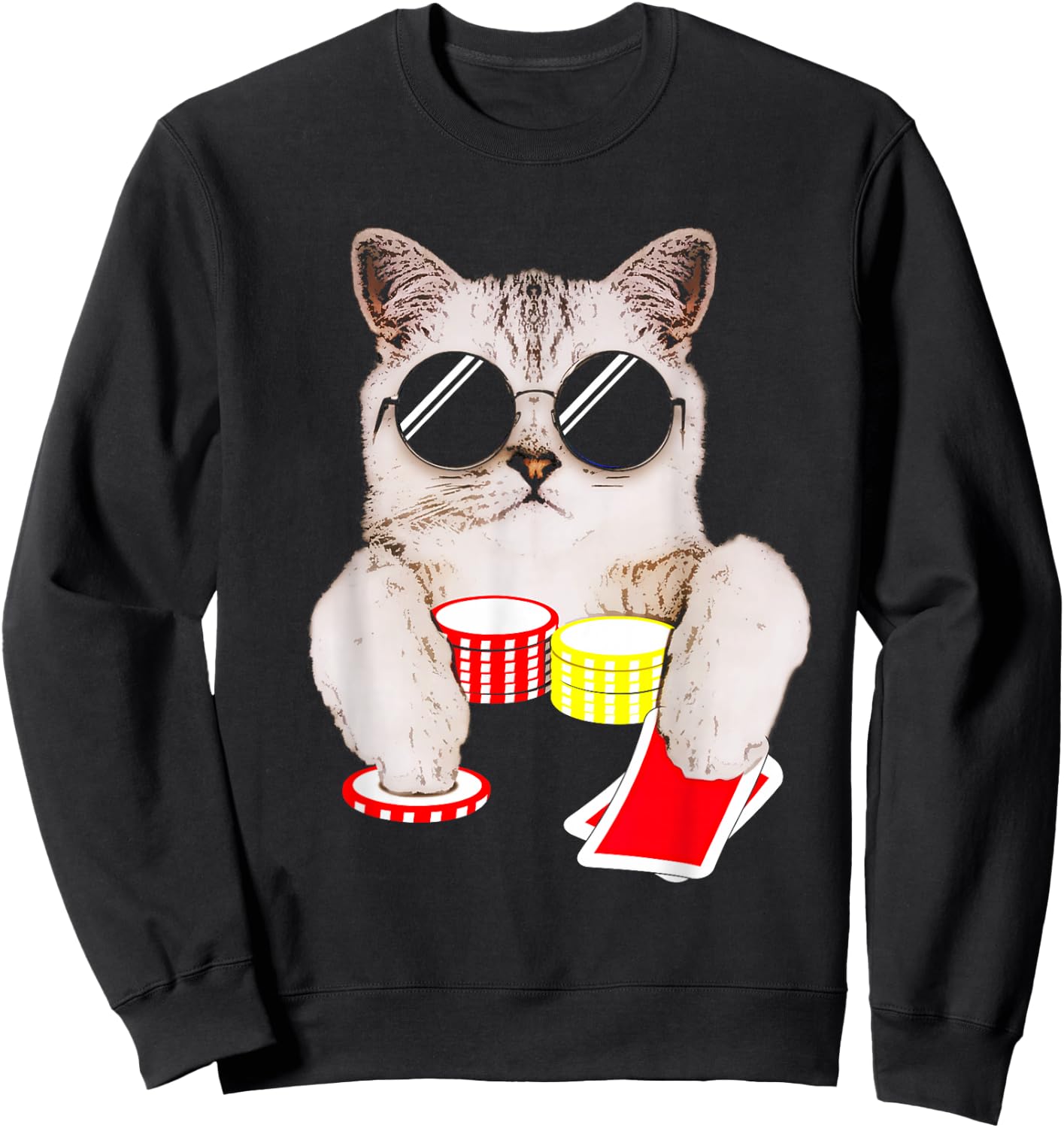 Texas Holdem Poker Cat Sweatshirt - Sweatshirt | Black