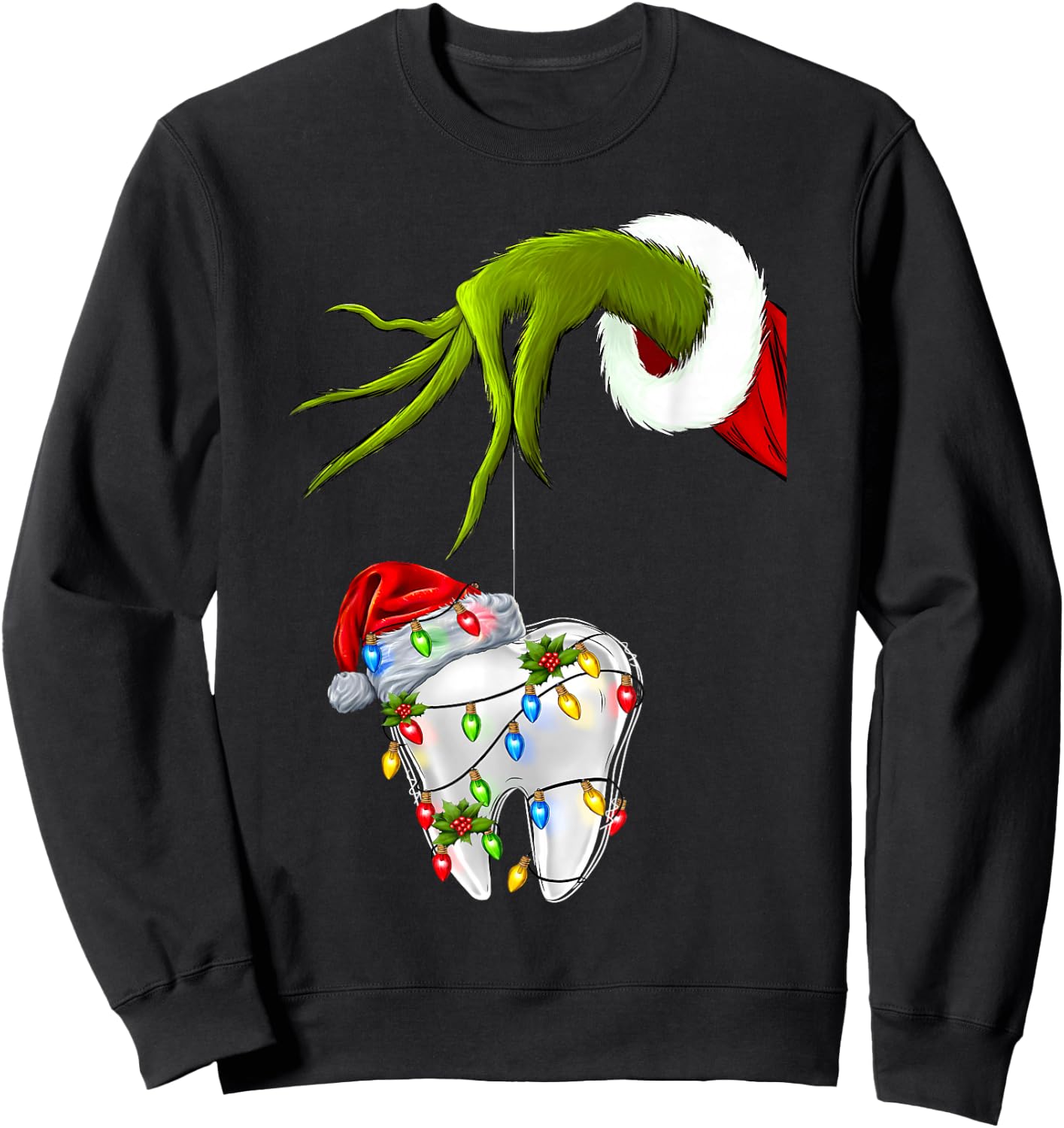Tooth Dentist Dental Assistant Teeth Christmas Xmas Holiday Sweatshirt - Sweatshirt | Black