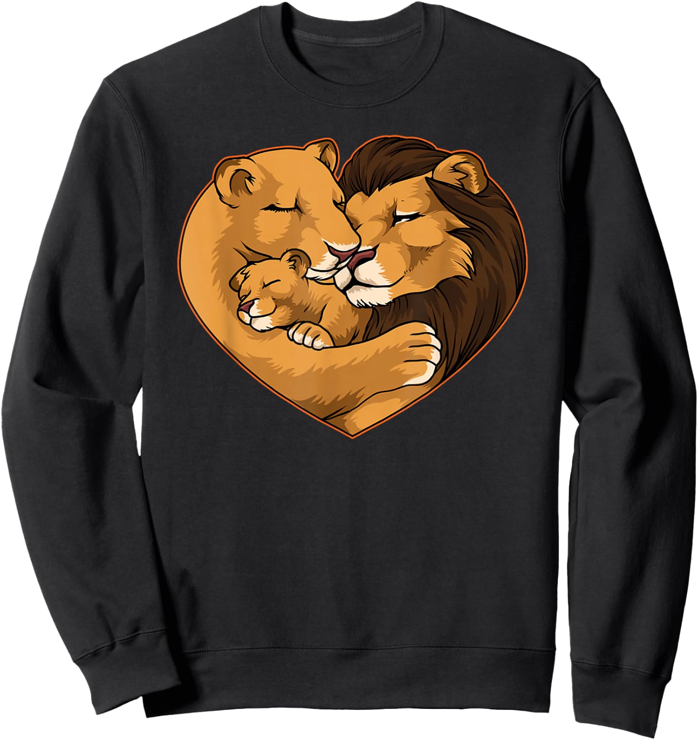 Baby Announcement Lion Family Of Three Parents Matching Sweatshirt - Sweatshirt | Black