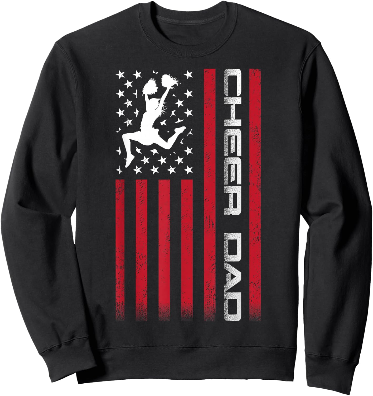 4th of July US Flag Cheer Dad Shirt for Father's Cheer Sweatshirt - Sweatshirt | Black
