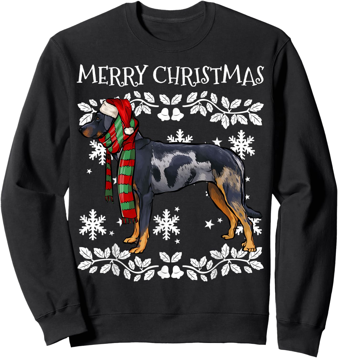 Merry Christmas Ornament Beauceron Xmas Santa Sweatshirt - Sweatshirt | Black