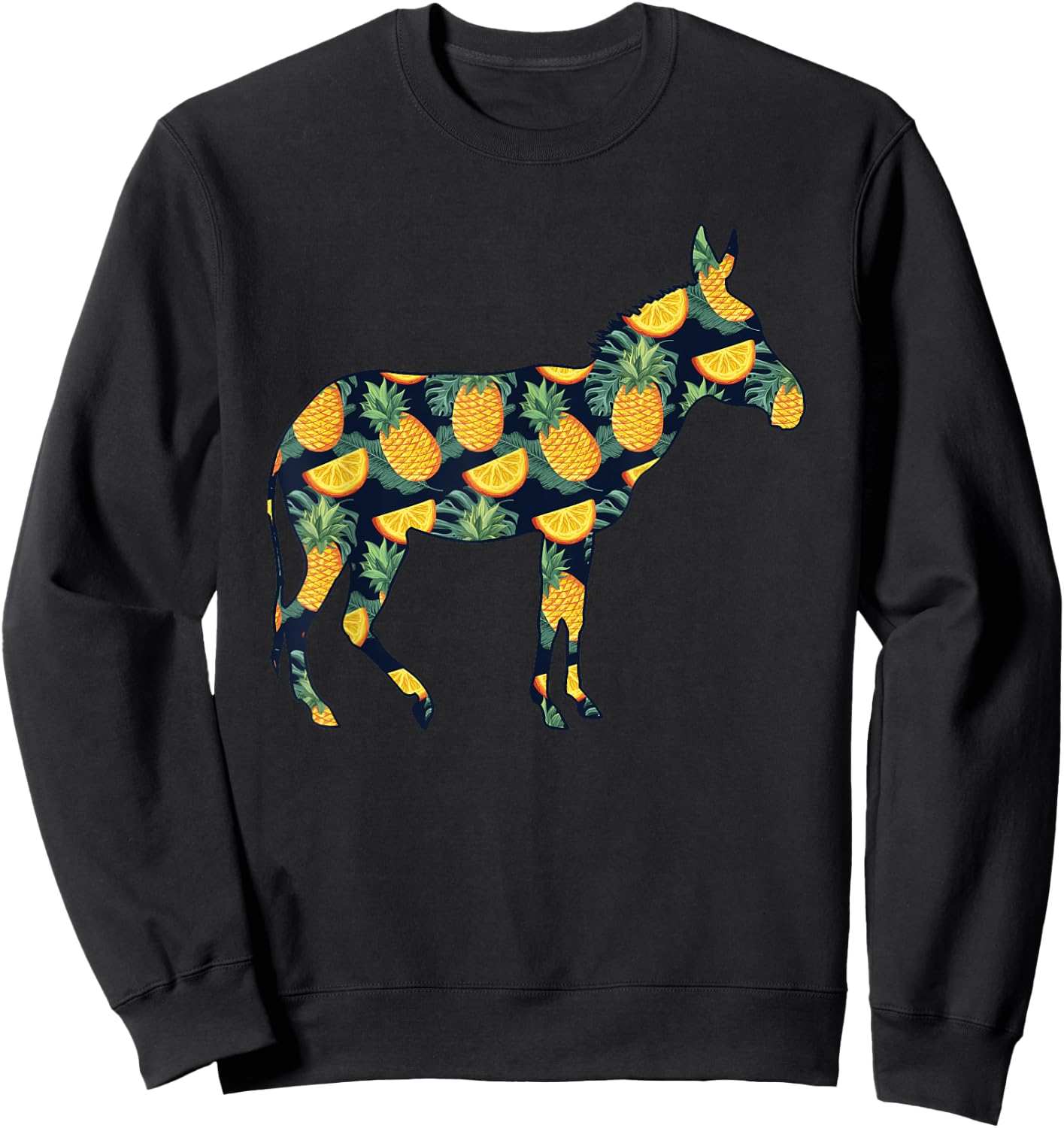 Pineapple Hawaiian Donkey Women Men Print Jackass Girl Gift Sweatshirt - Sweatshirt | Black