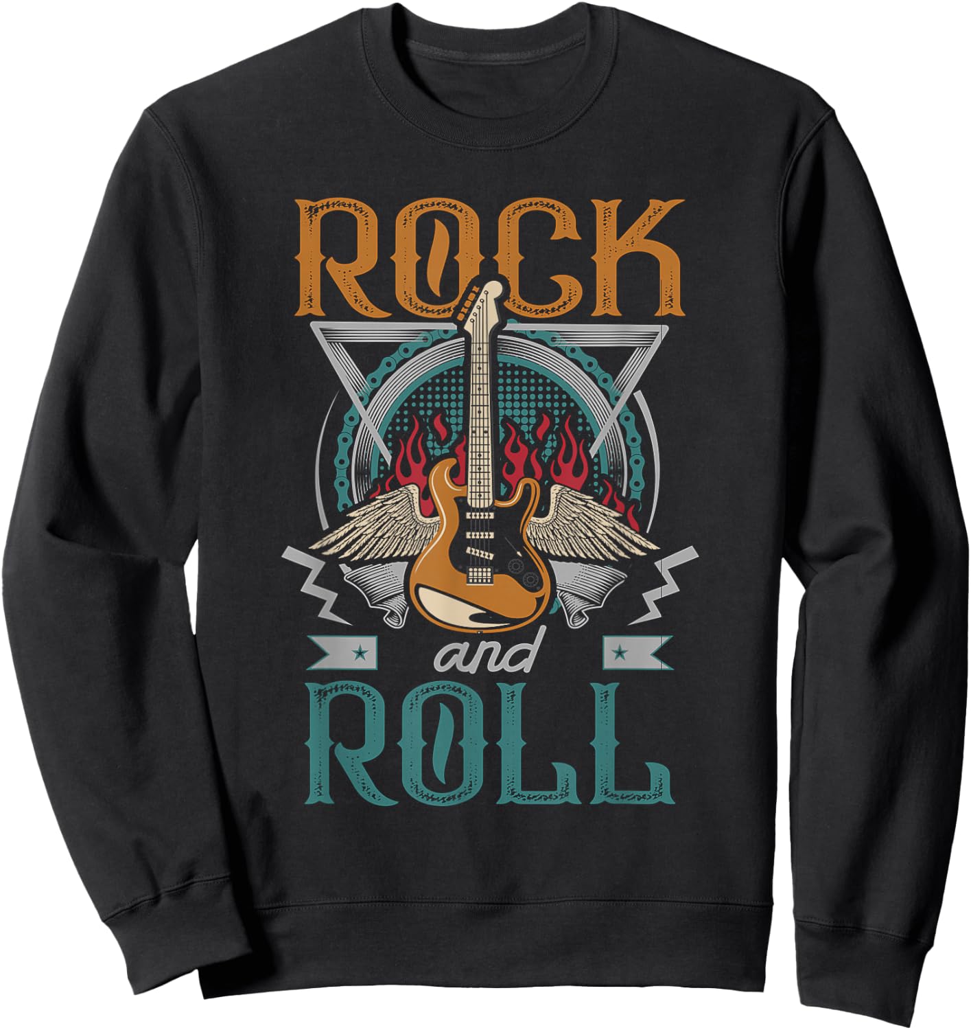 Vintage Retro 80s Rock & Roll Music Guitar Wings Sweatshirt - Sweatshirt | Black