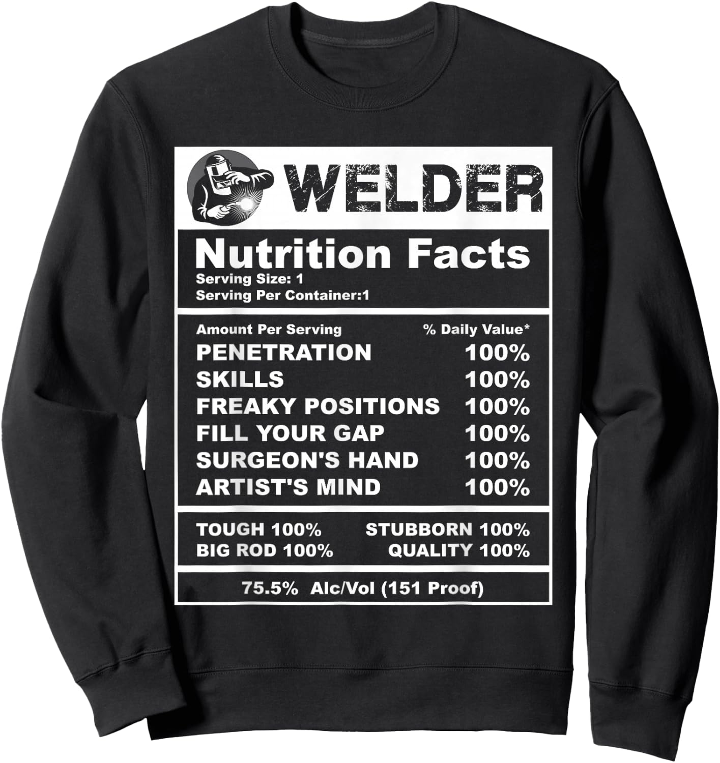 Welder Nutrition Facts Welder Sweatshirt - Sweatshirt | Black