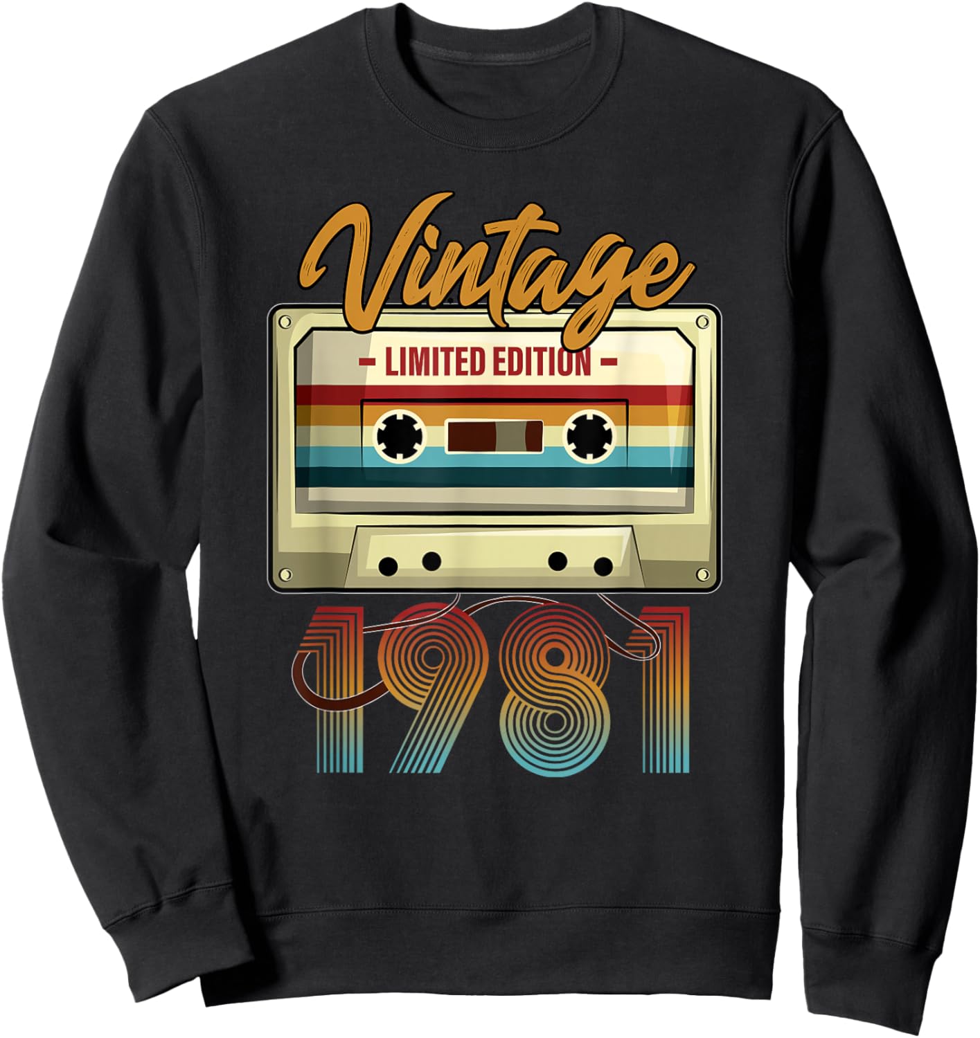 Vintage 1981 44th birthday cassette tape women B-day Sweatshirt - Sweatshirt | Black