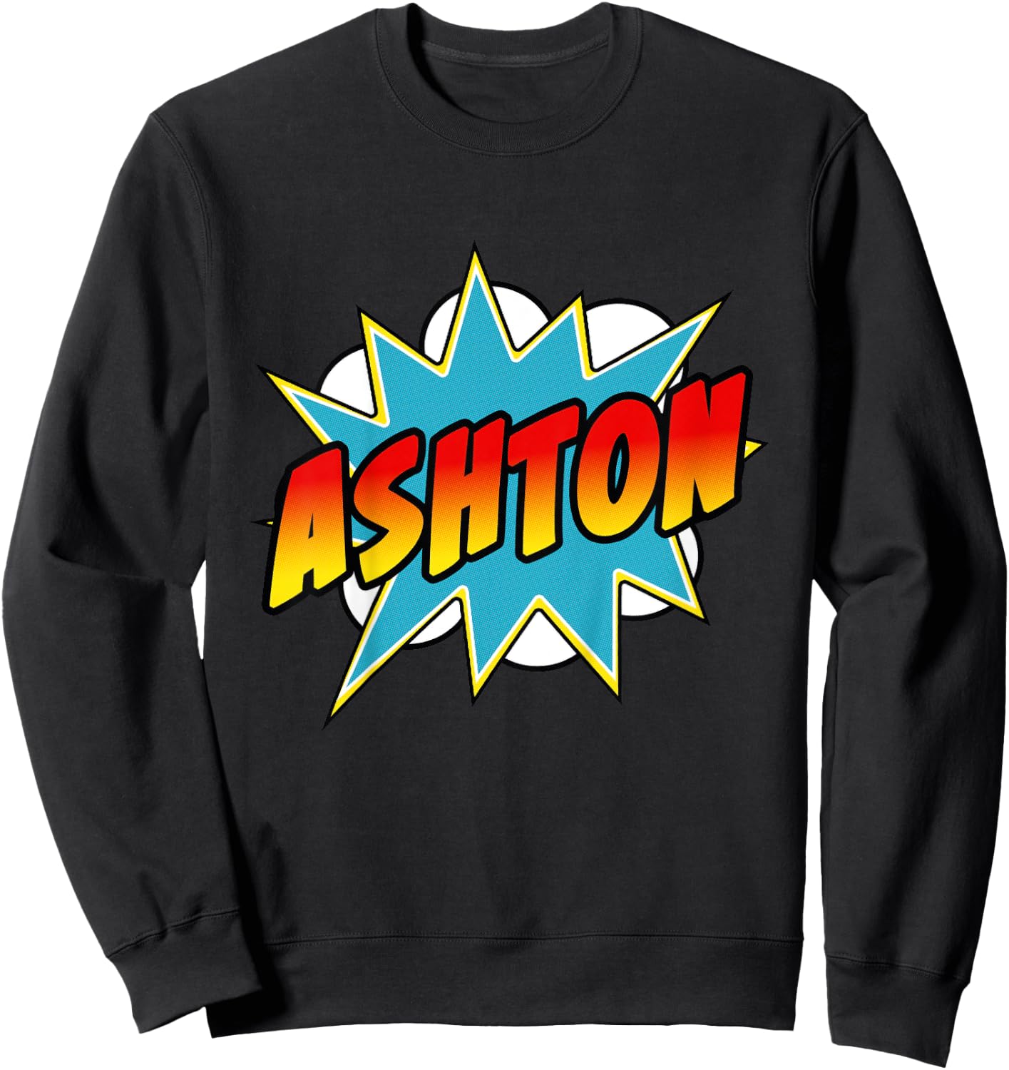 Kids Boys Ashton Name Comic Book Superhero Sweatshirt - Sweatshirt | Black